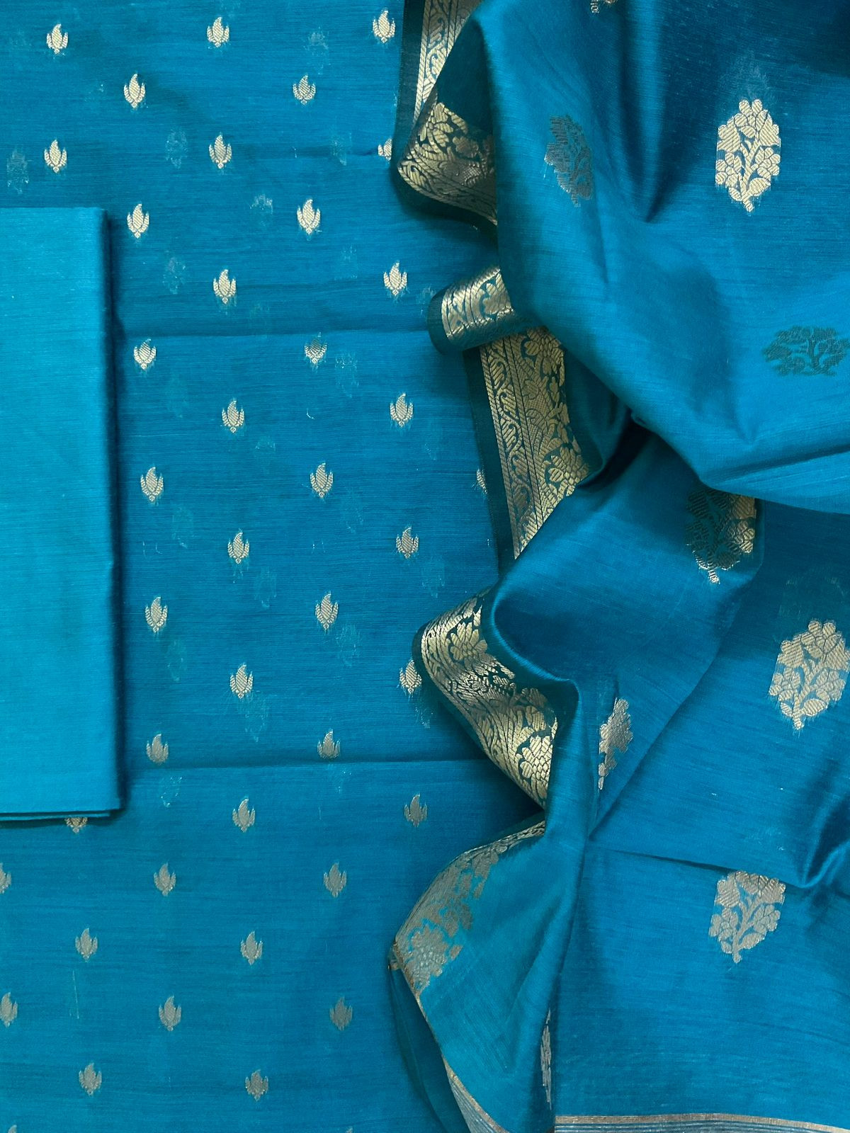 Soft Chanderi Banarasi Weaves Suit - Blue