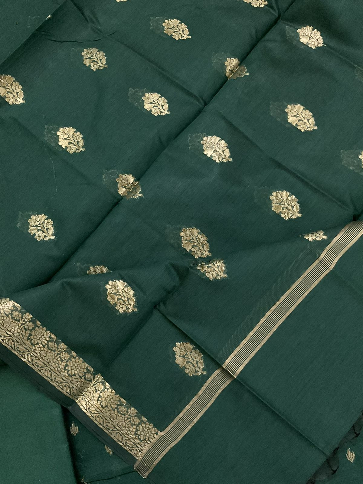 Soft Chanderi Banarasi Weaves Suit - Green