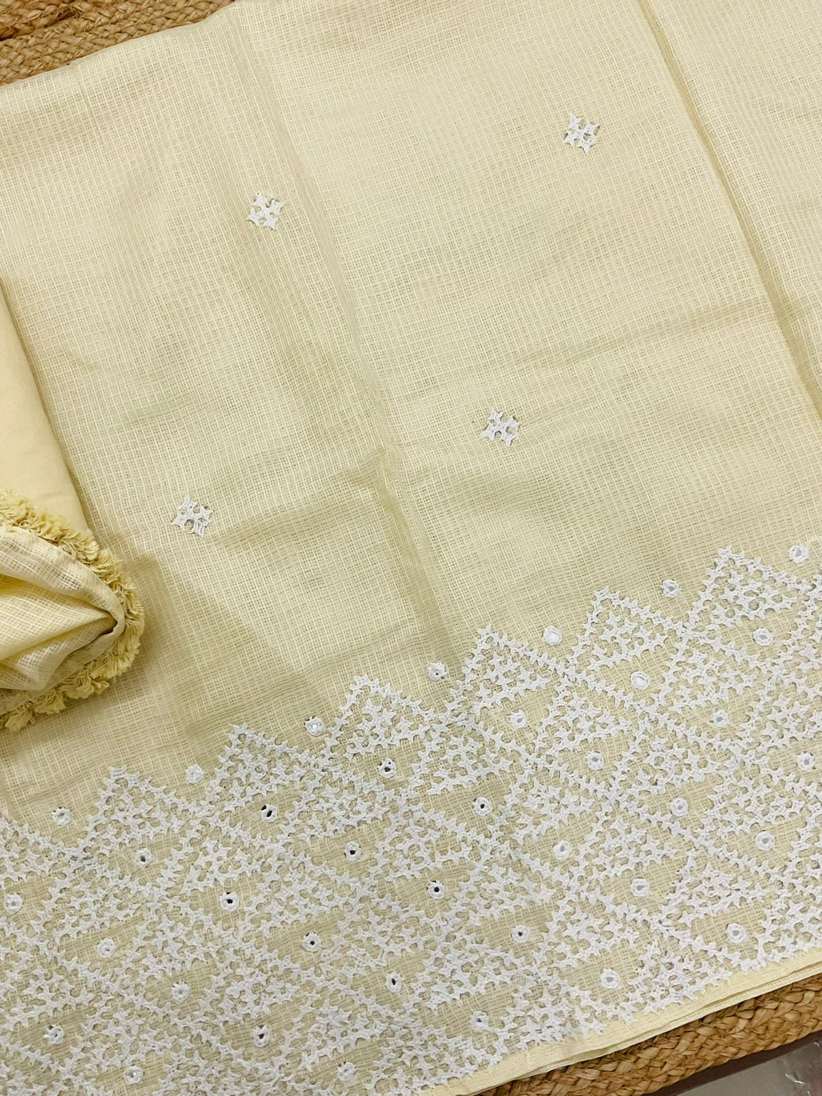 Soft Kota Silk Embroidered Suit - Yellow
