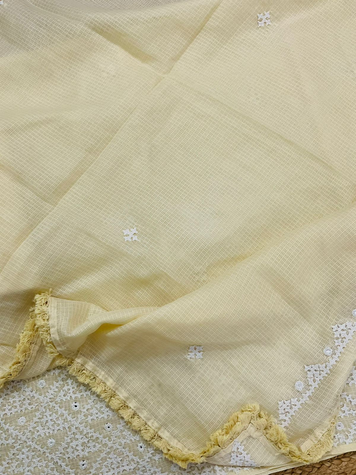 Soft Kota Silk Embroidered Suit - Yellow