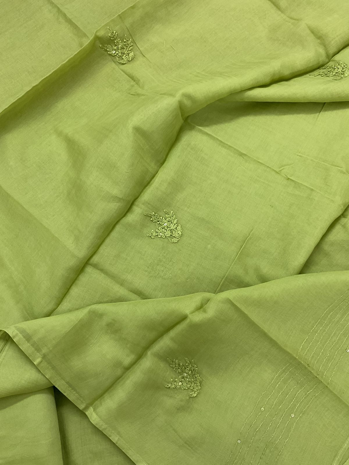 Soft Chanderi Embroidered Suit - Green