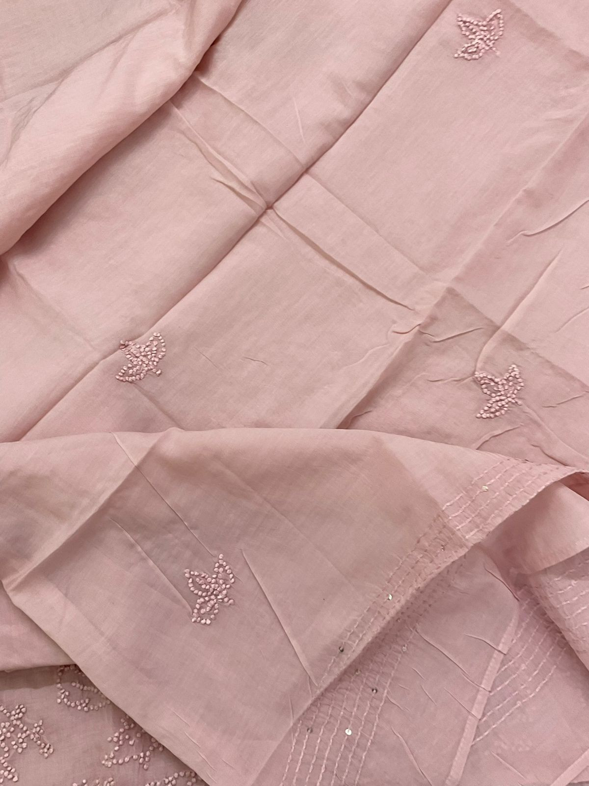 Soft Chanderi Embroidered Suit - Pink