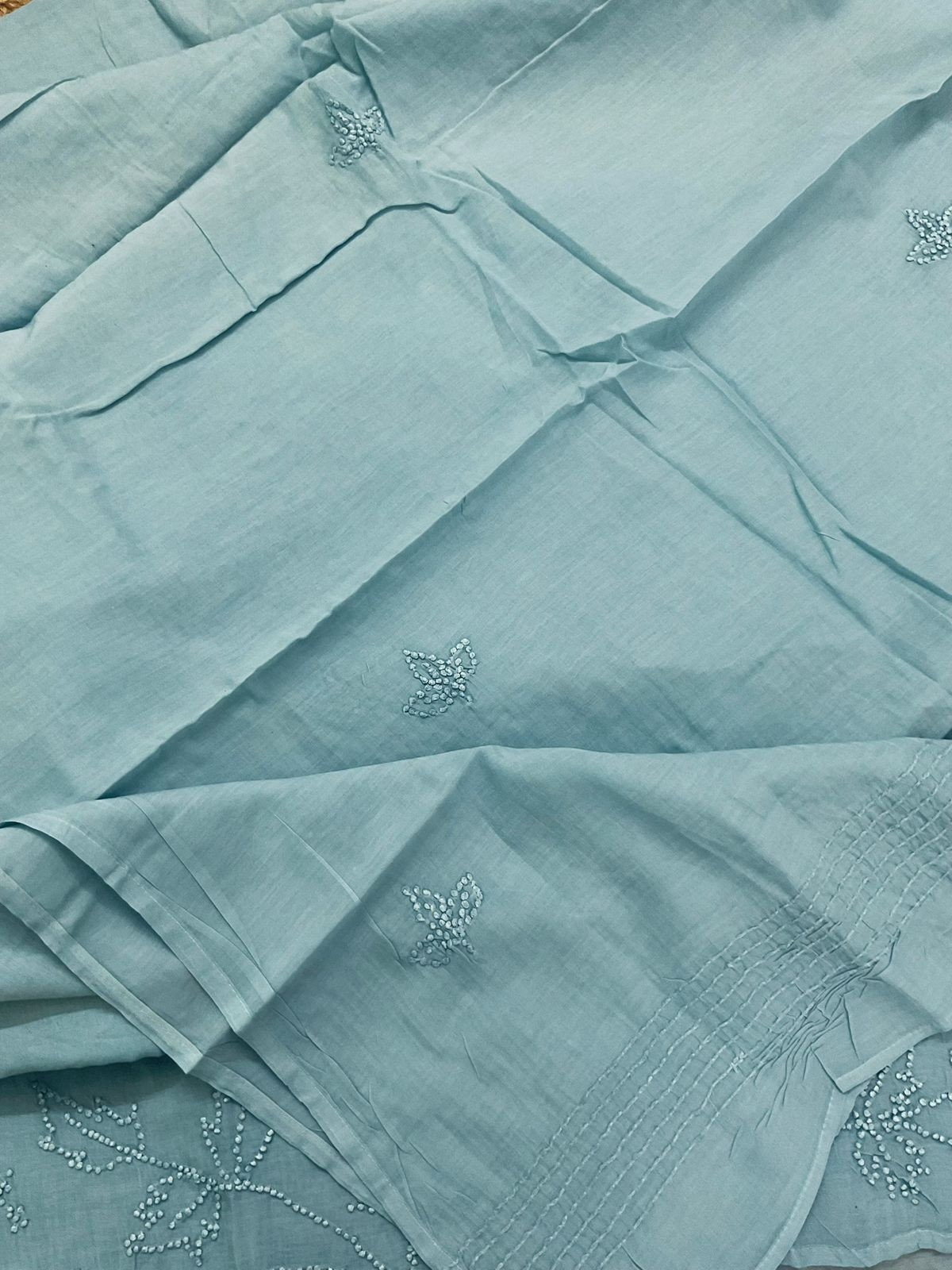 Soft Chanderi Embroidered Suit - Blue