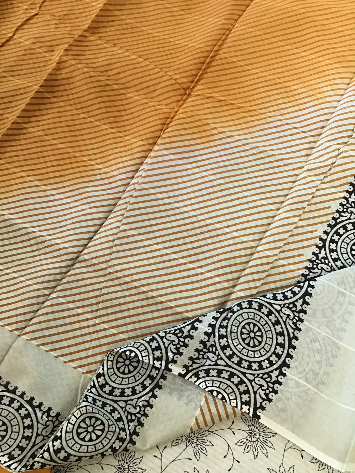 Pure Cotton Self Weaved Printed Embroidered Suit - Beigish Green