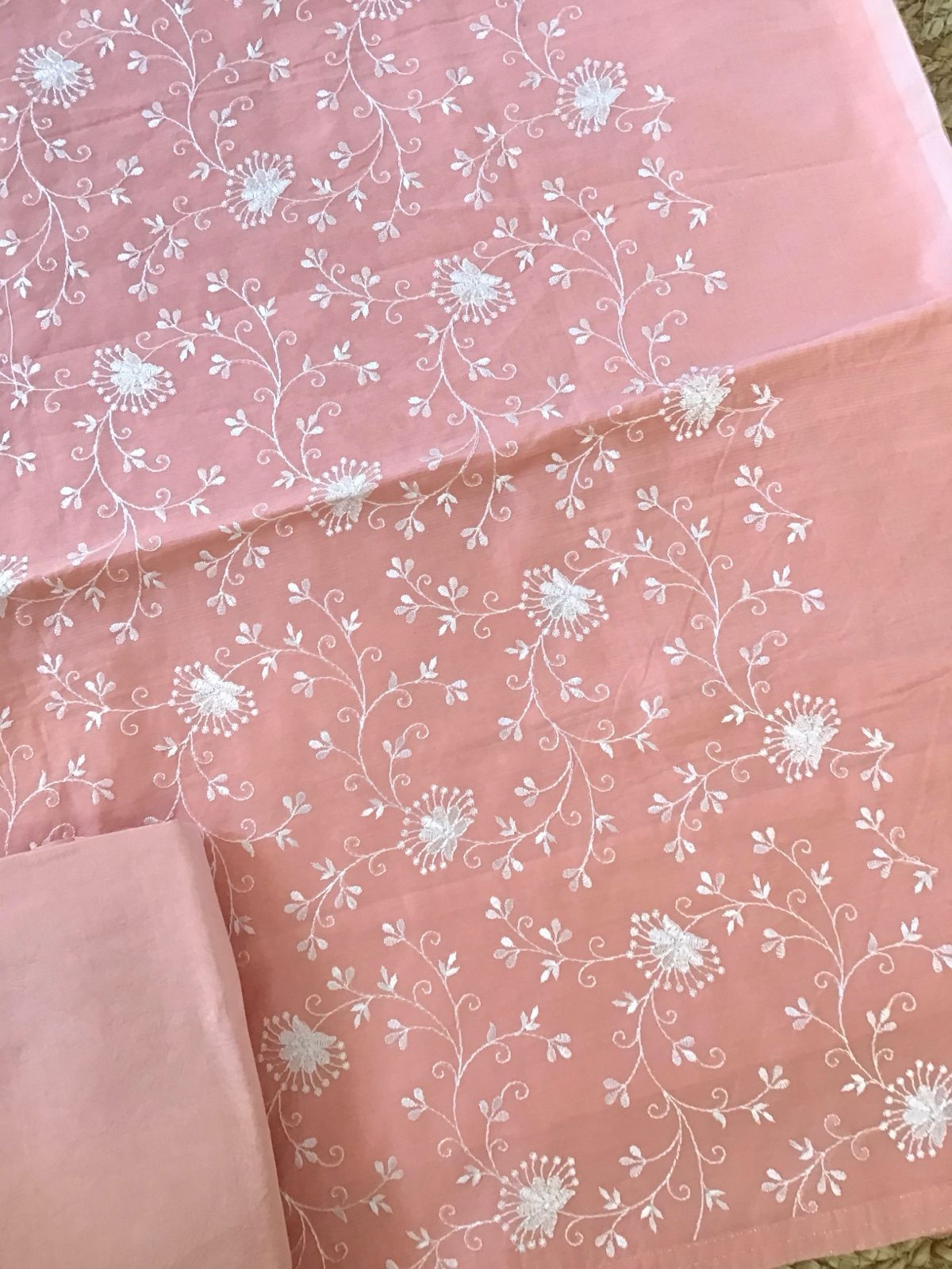 Soft Chanderi Embroidered Suit - Peach