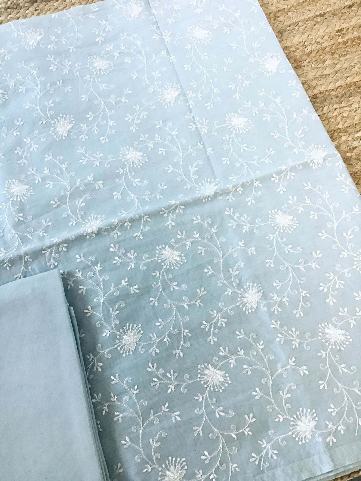 Soft Chanderi Embroidered Suit - Grey