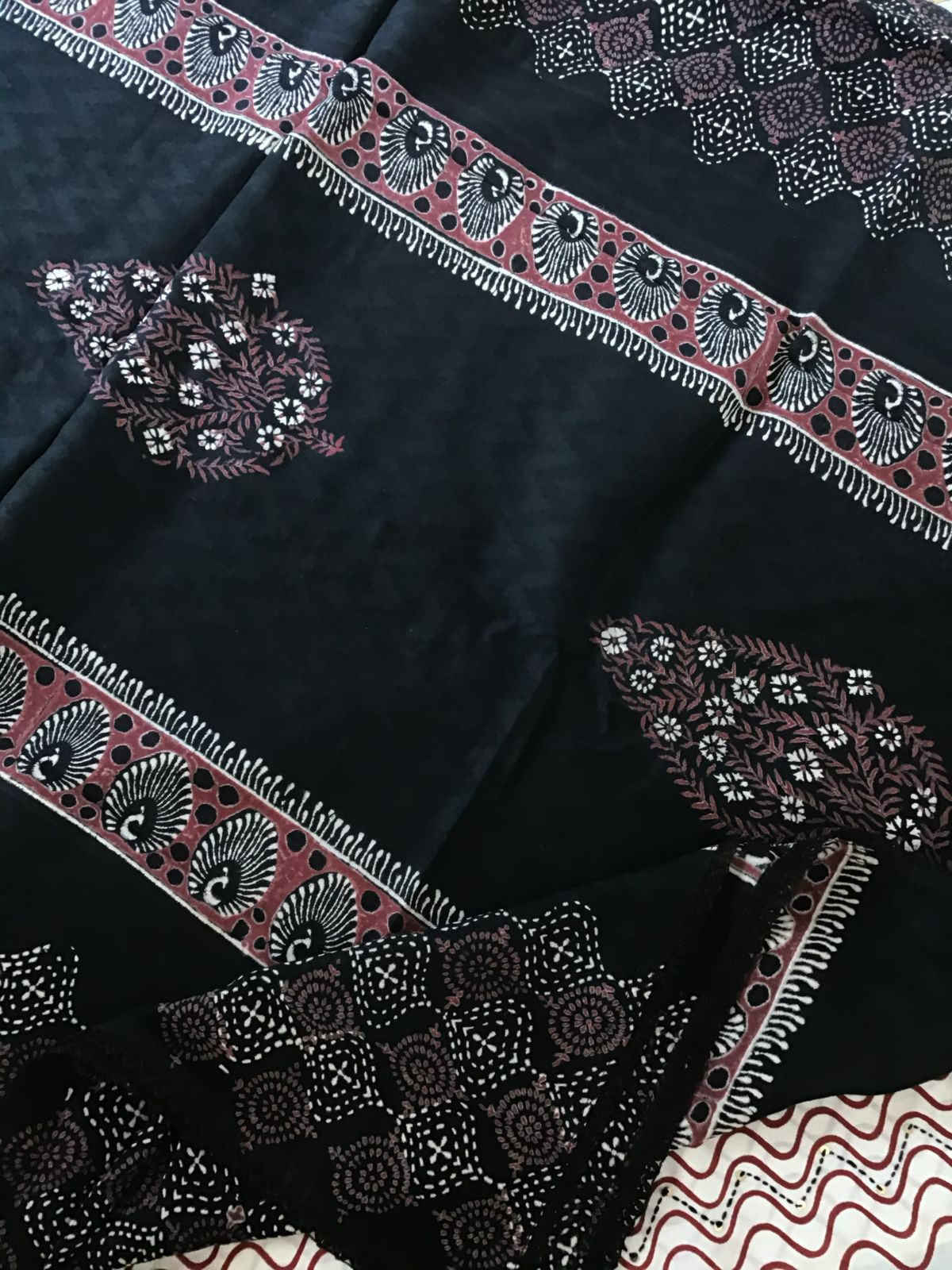 Pure Cotton Printed Embroidered Suit - Off White