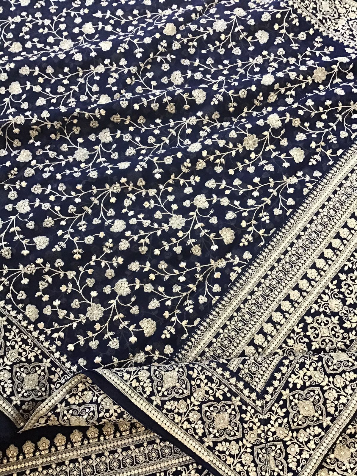 Pure Georgette Embroidered Suit - Blue