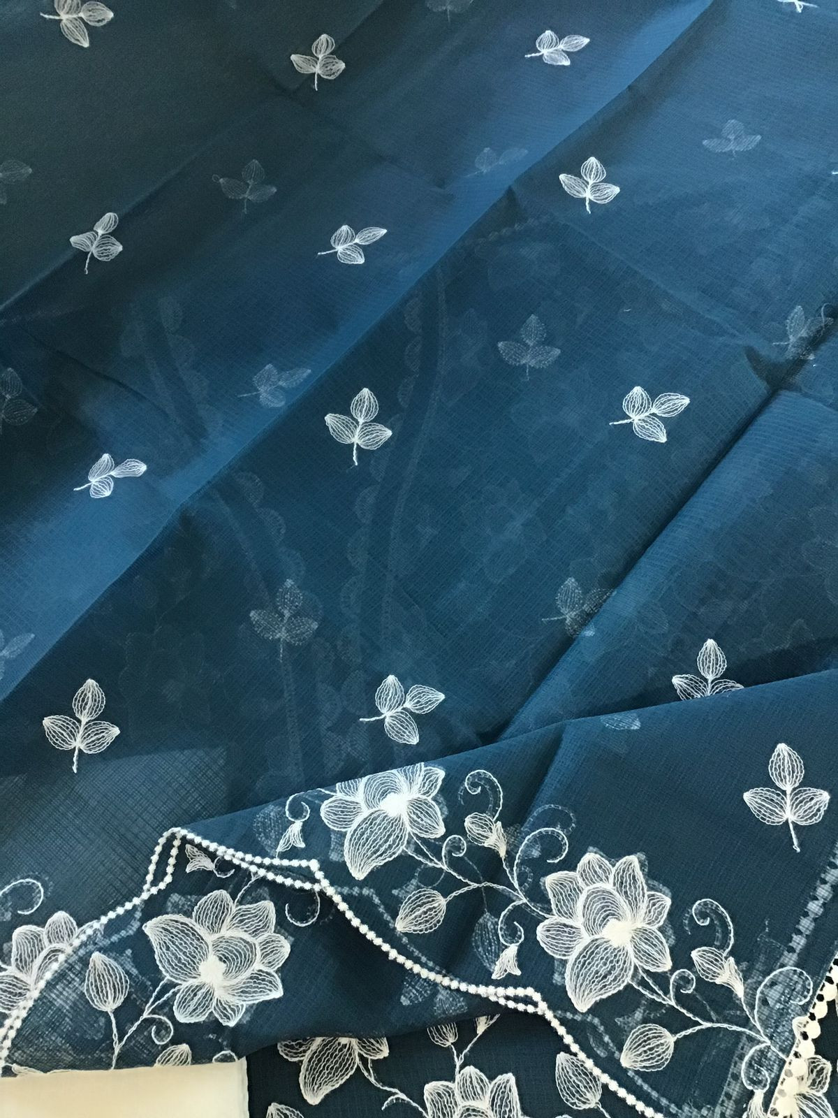 Pure Kota Cotton Embroidered Suit - Blue