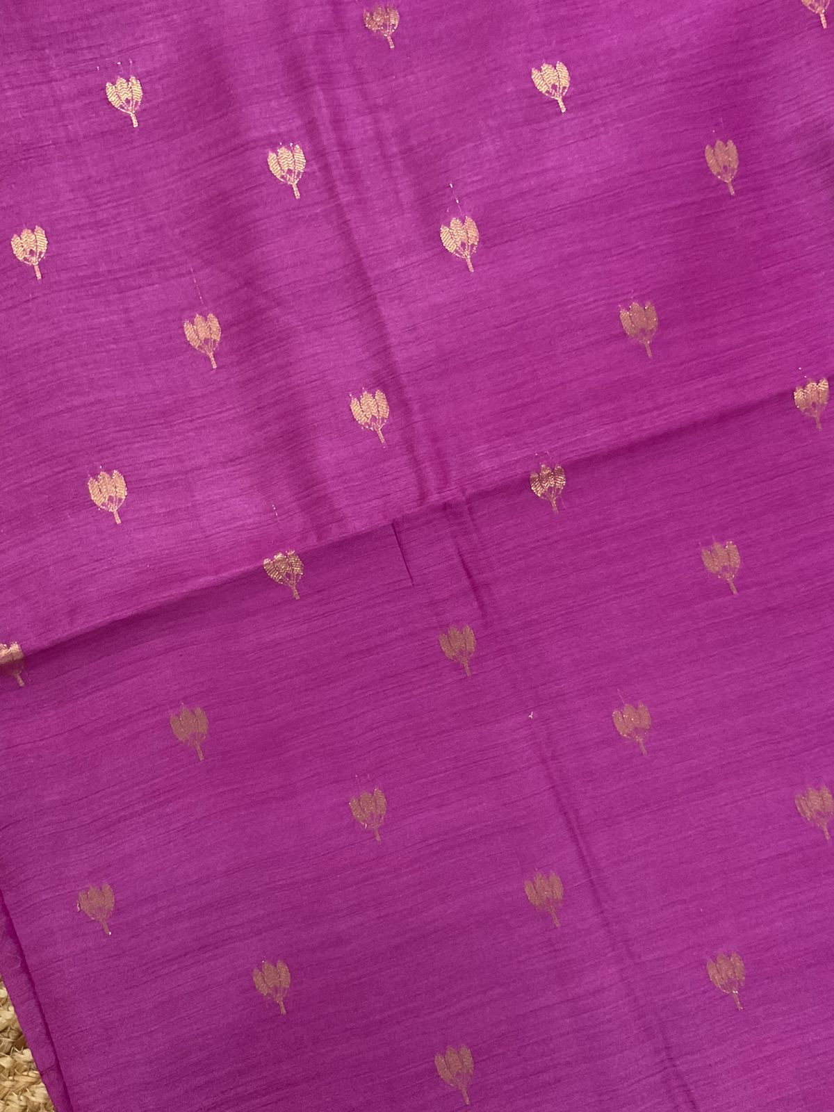 Pure Munga Silk Printed Banarasi Weaved Suit - Magenta