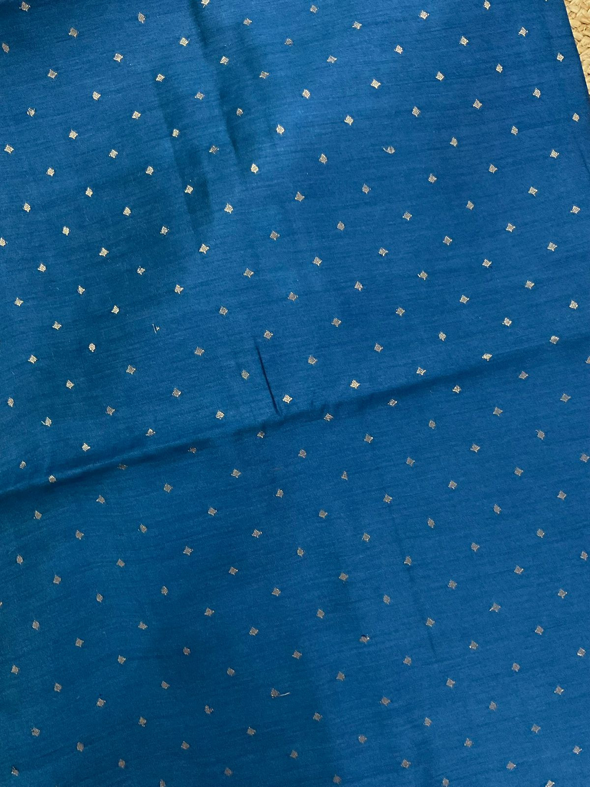 Pure Munga Silk Printed Banarasi Weaved Suit - Blue