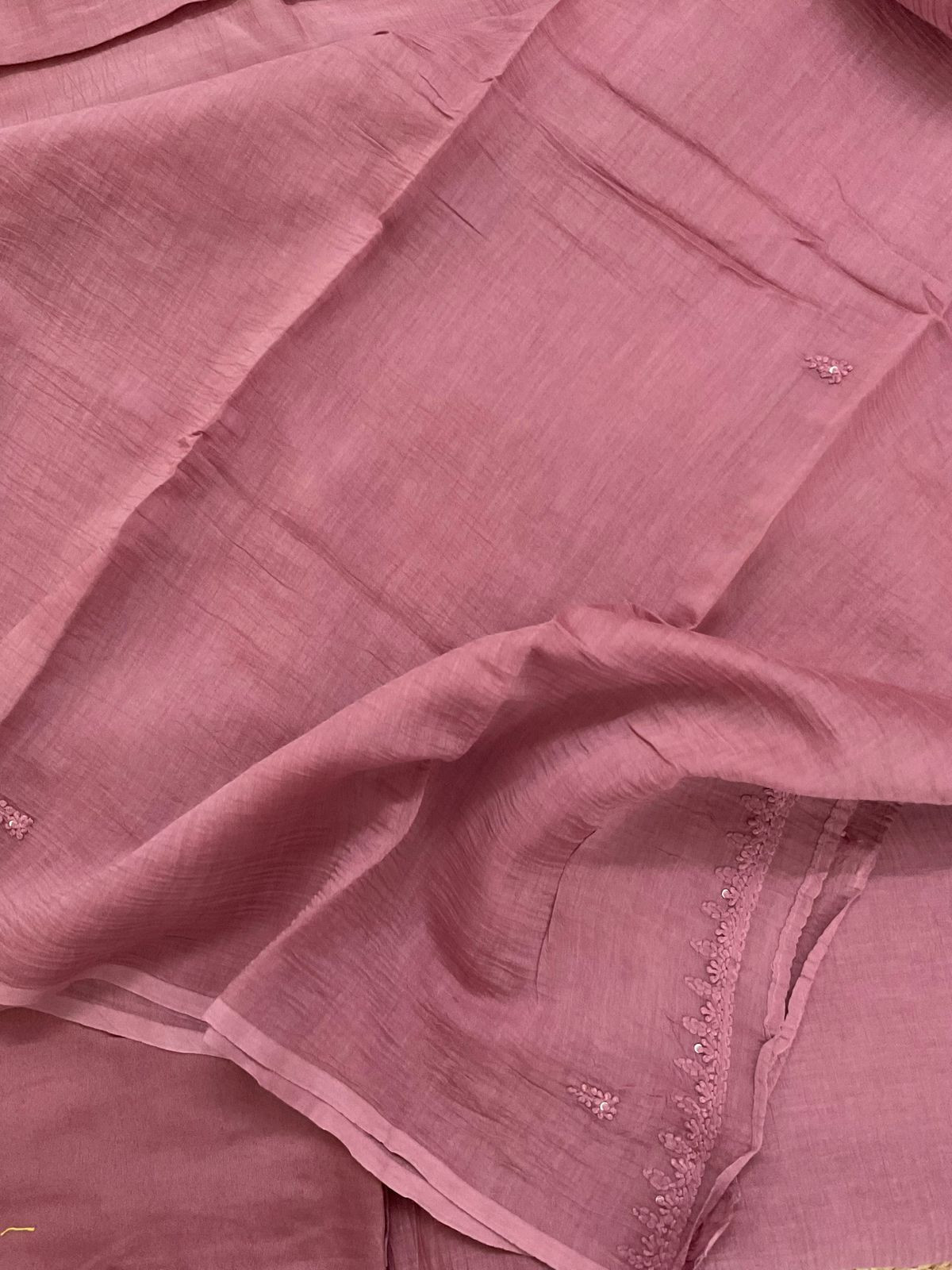 Pure Mul Chanderi Embroidered Suit - Onion Pink