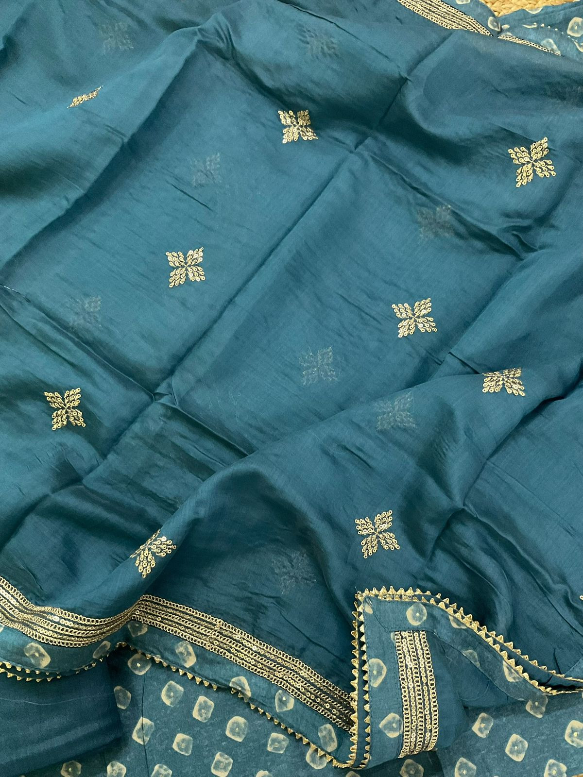 Soft Muslin Printed Embroidered Suit - Blue