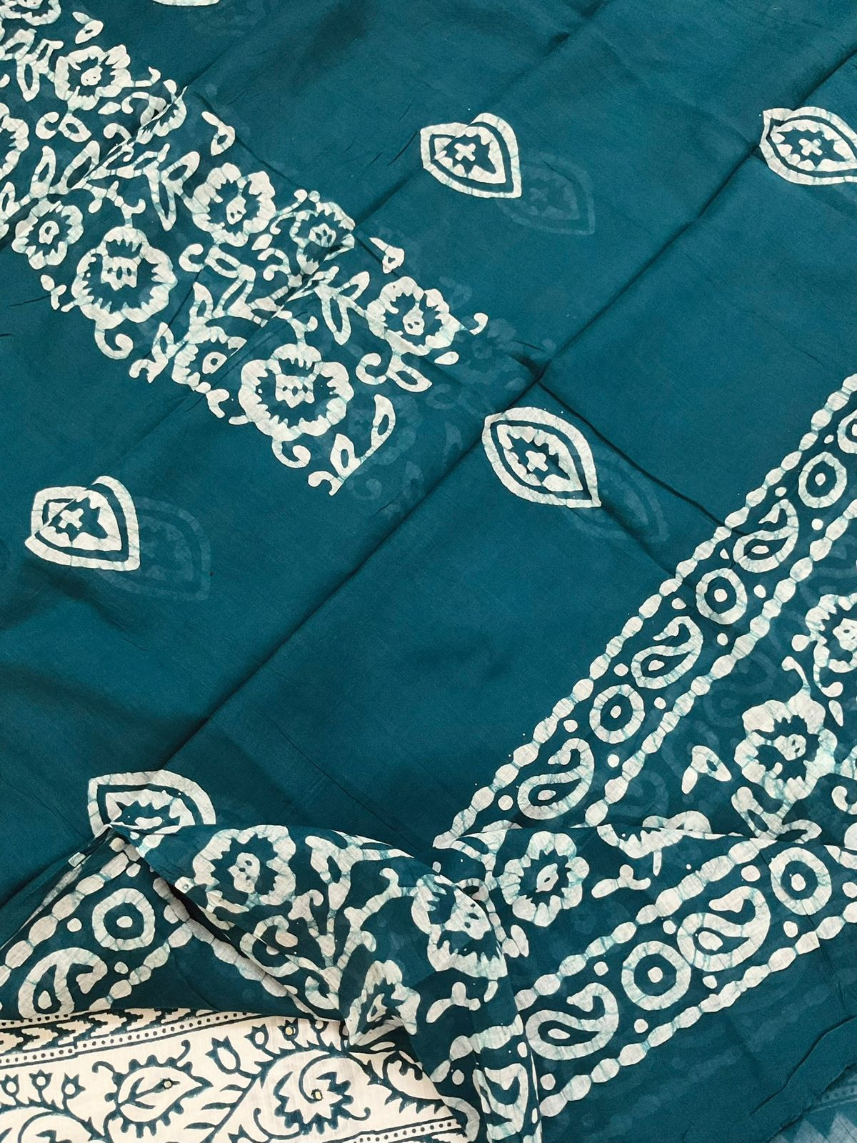 Pure Cotton Self Weaved Prinetd Embroidered Suit - Off White