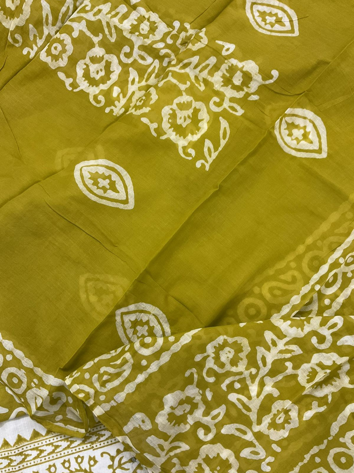 Pure Cotton Self Weaved Prinetd Embroidered Suit - Off White