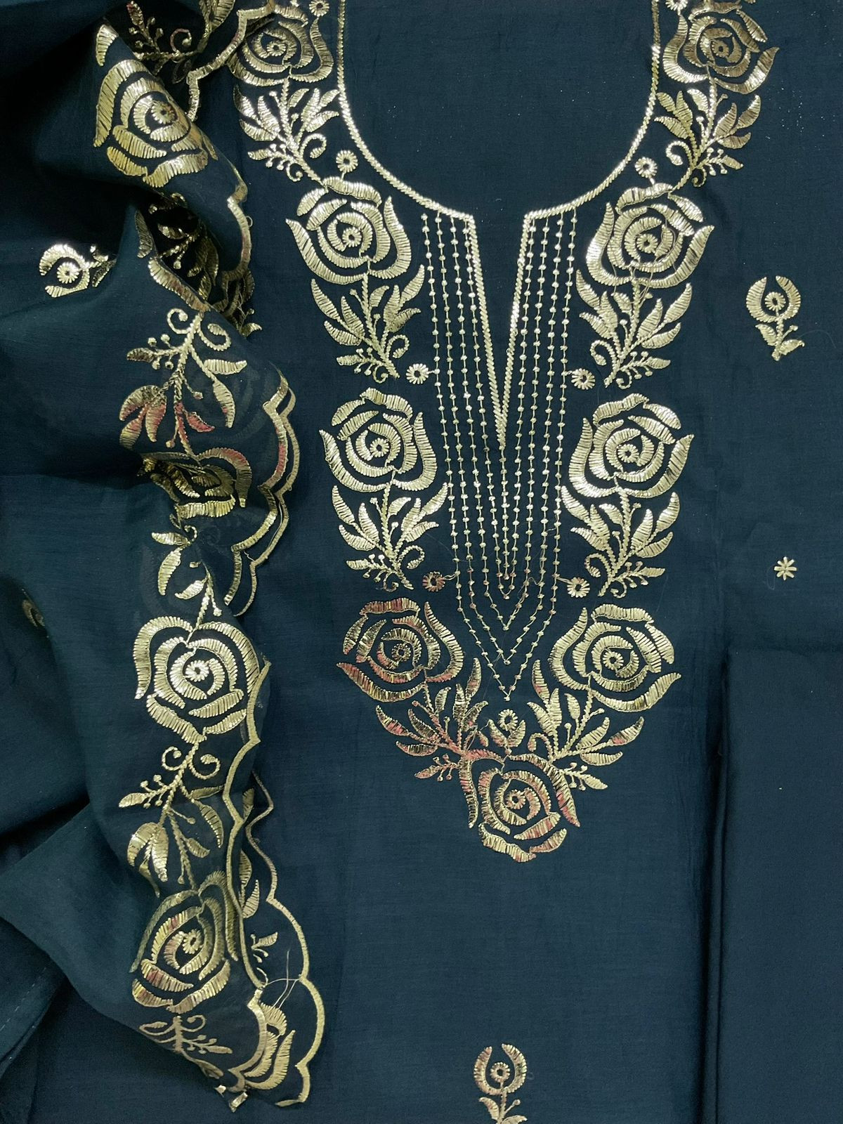 Soft Chanderi Embroidered Suit - Blue