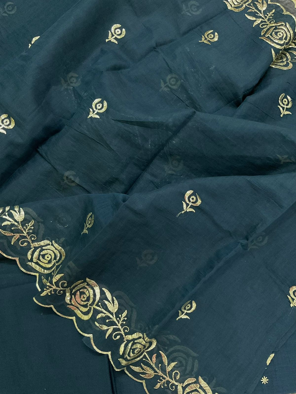 Soft Chanderi Embroidered Suit - Blue