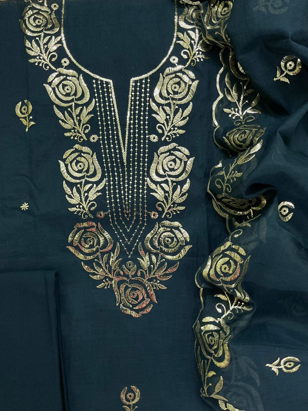 Soft Chanderi Embroidered Suit - Blue