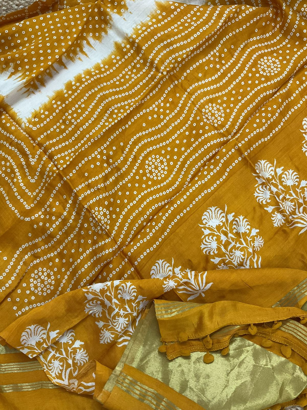 Soft Modal Cotton Printed Banarasi Weaved Suit - Yellow