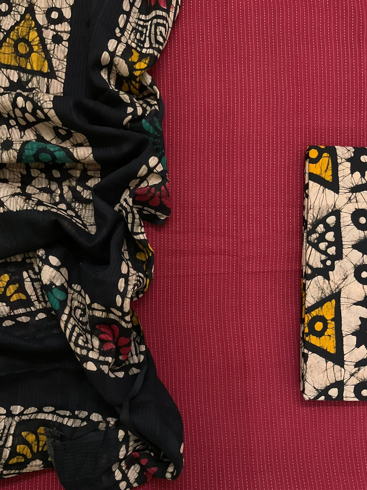 Pure Cotton Self Embroidered Printed Suit - Maroon