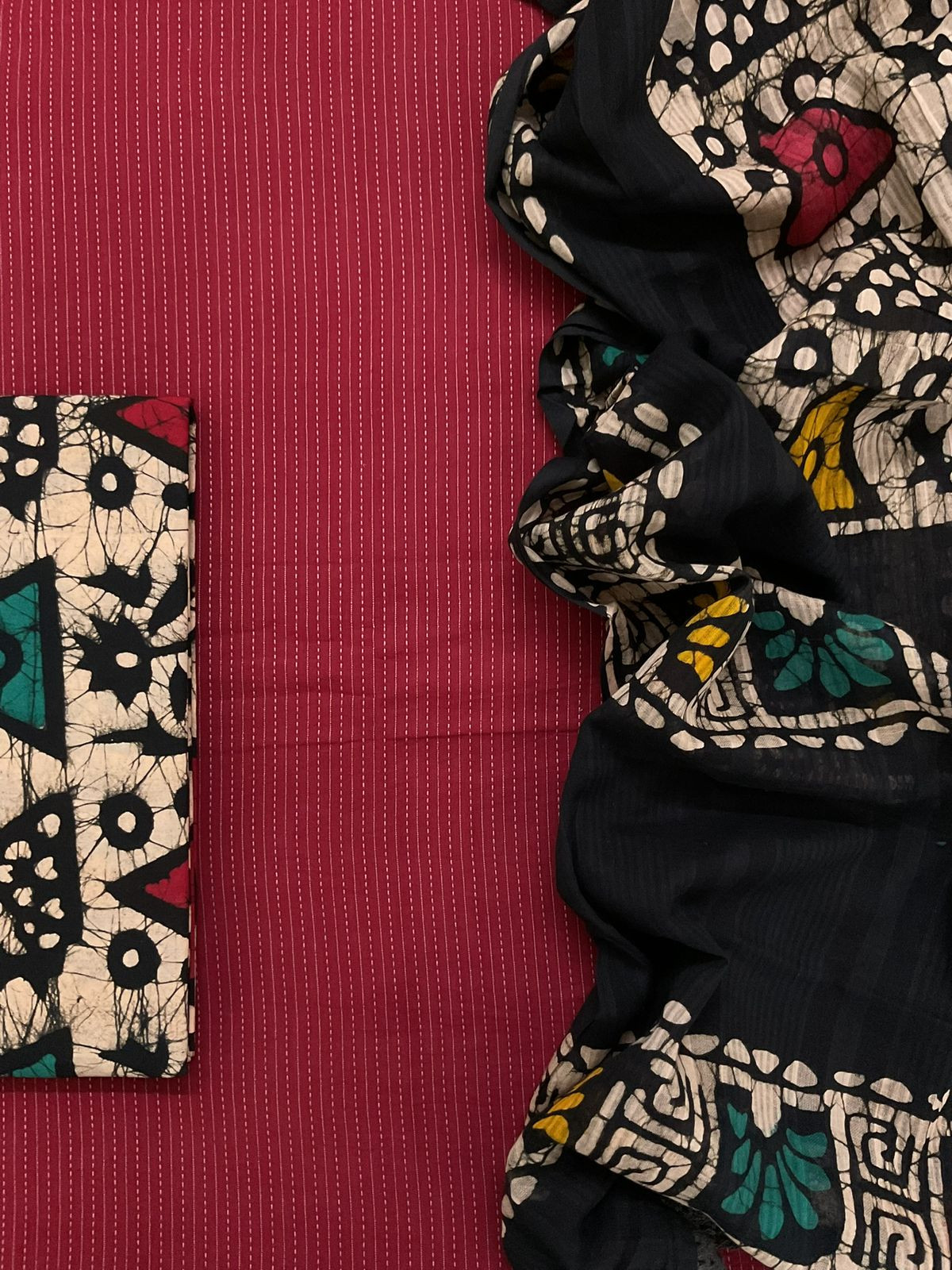 Pure Cotton Self Embroidered Printed Suit - Maroon
