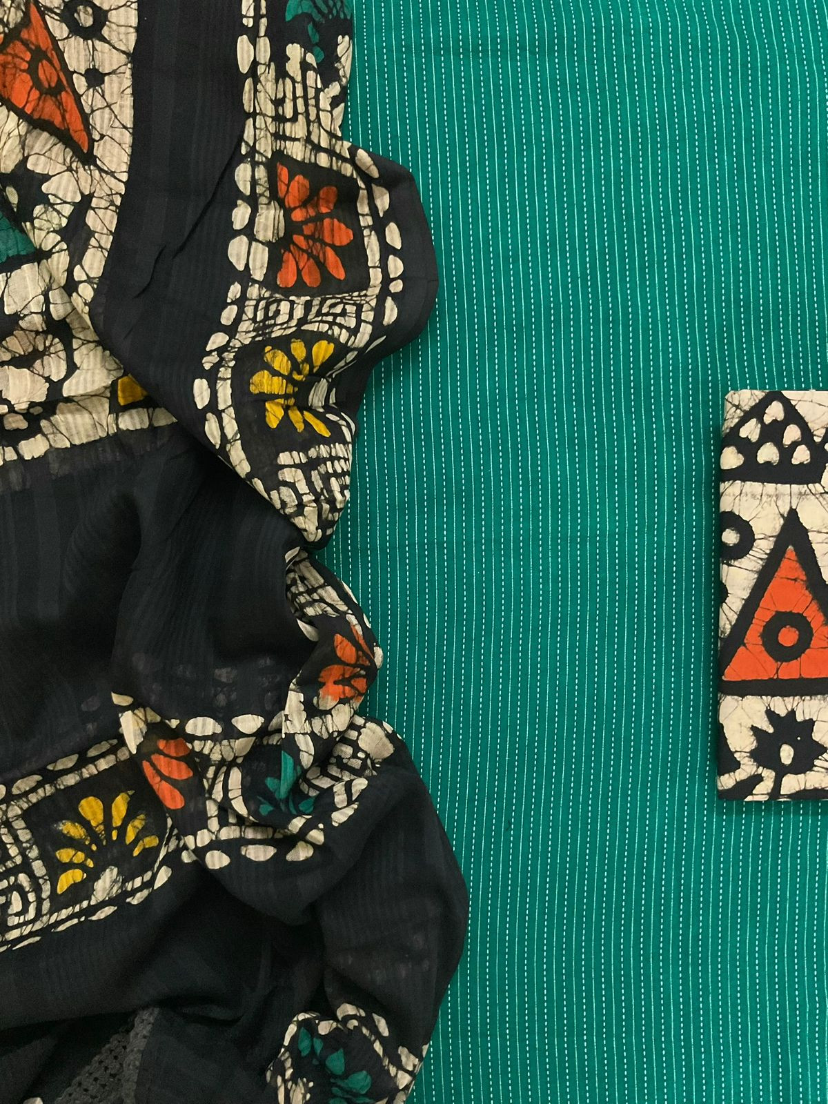 Pure Cotton Self Embroidered Printed Suit - Green