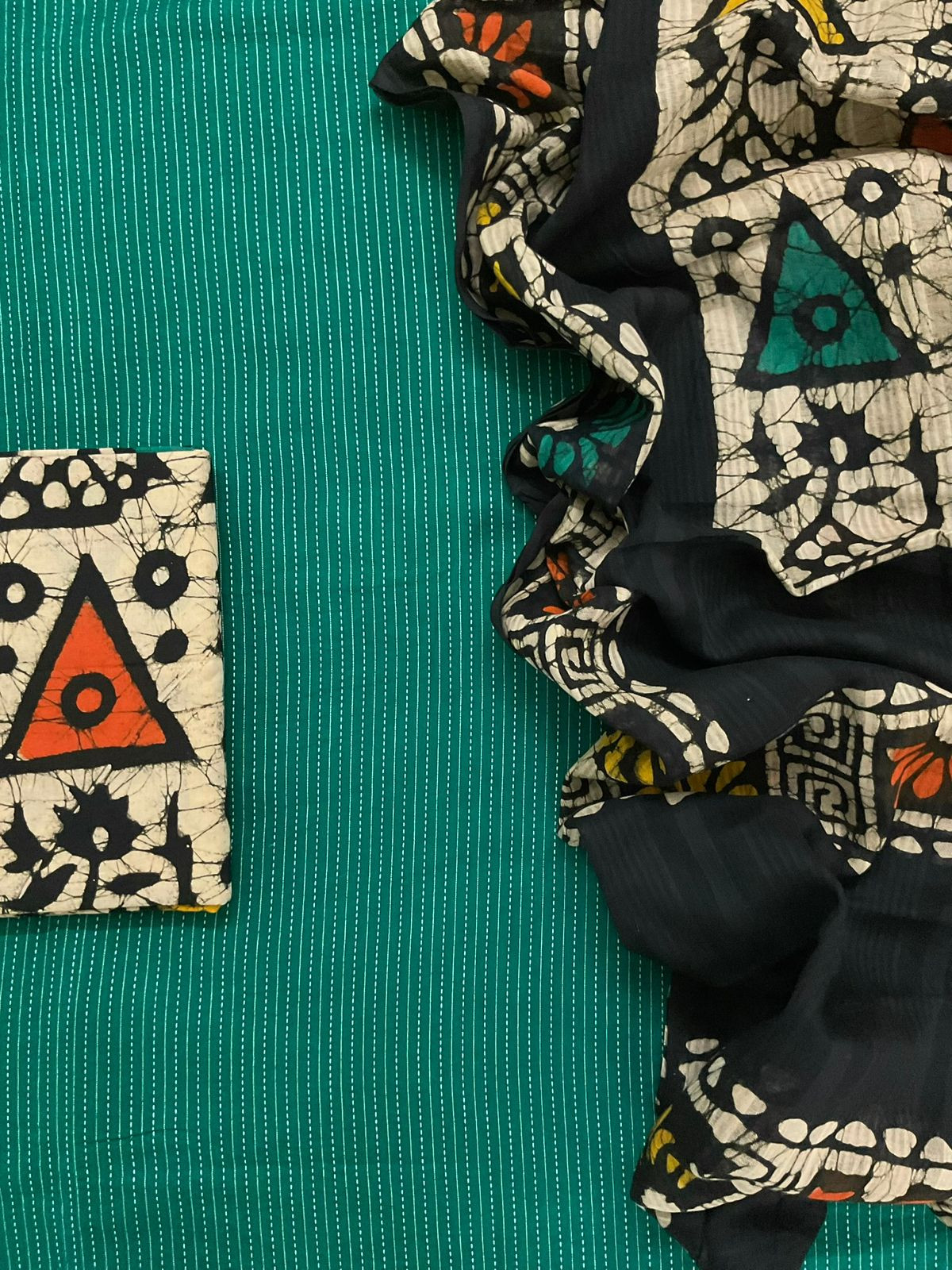 Pure Cotton Self Embroidered Printed Suit - Green