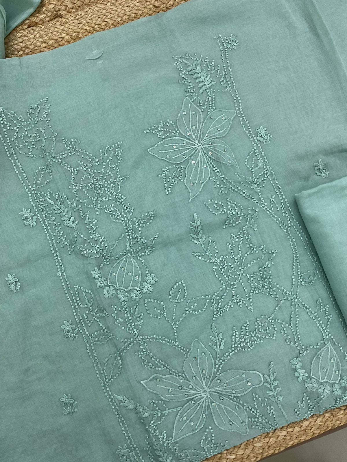 Soft Chanderi Embroidered Suit - Blue