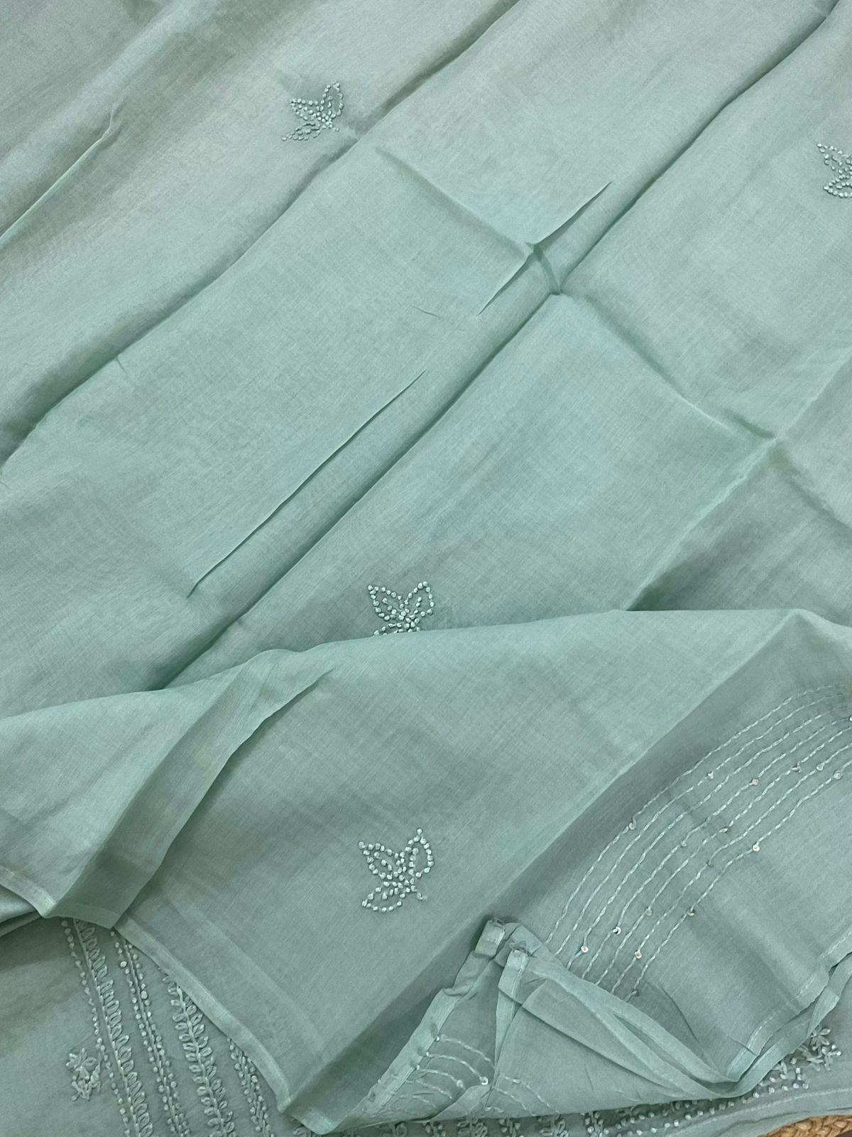 Soft Chanderi Embroidered Suit - Blue