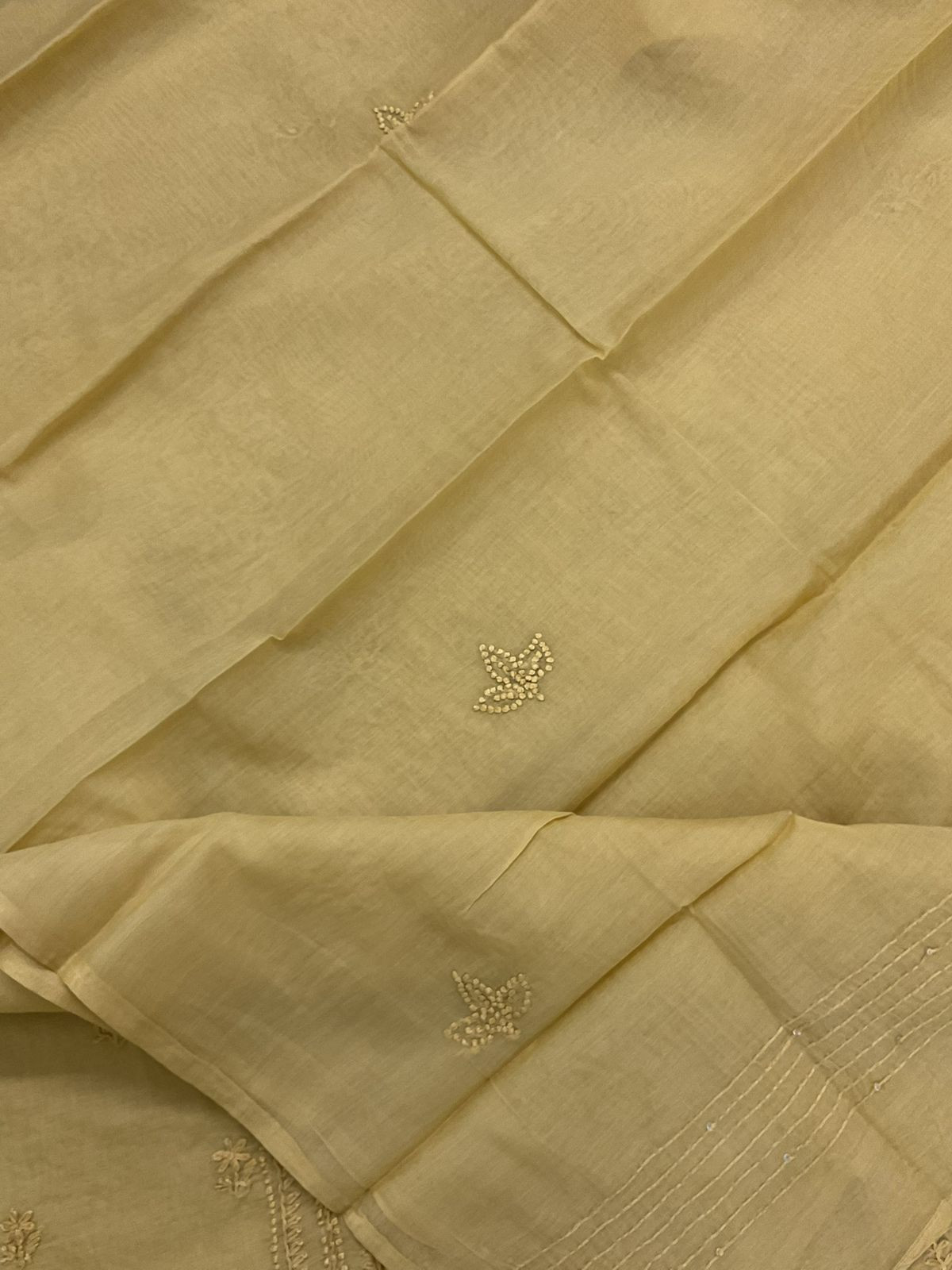 Soft Chanderi Embroidered Suit - Yellow