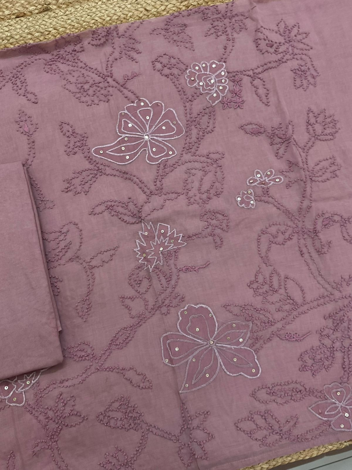 Soft Chanderi Embroidered Suit - Pink
