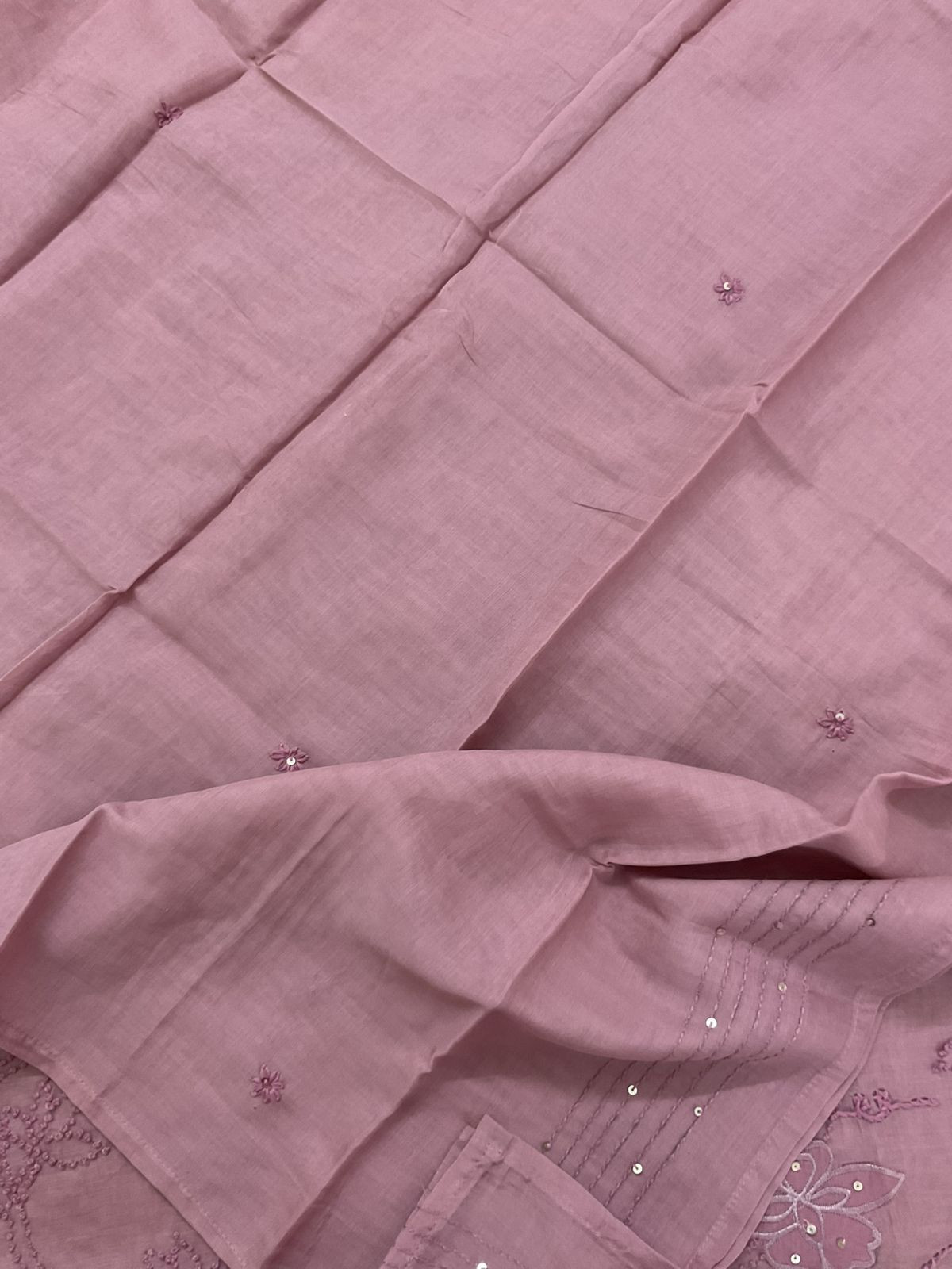 Soft Chanderi Embroidered Suit - Pink