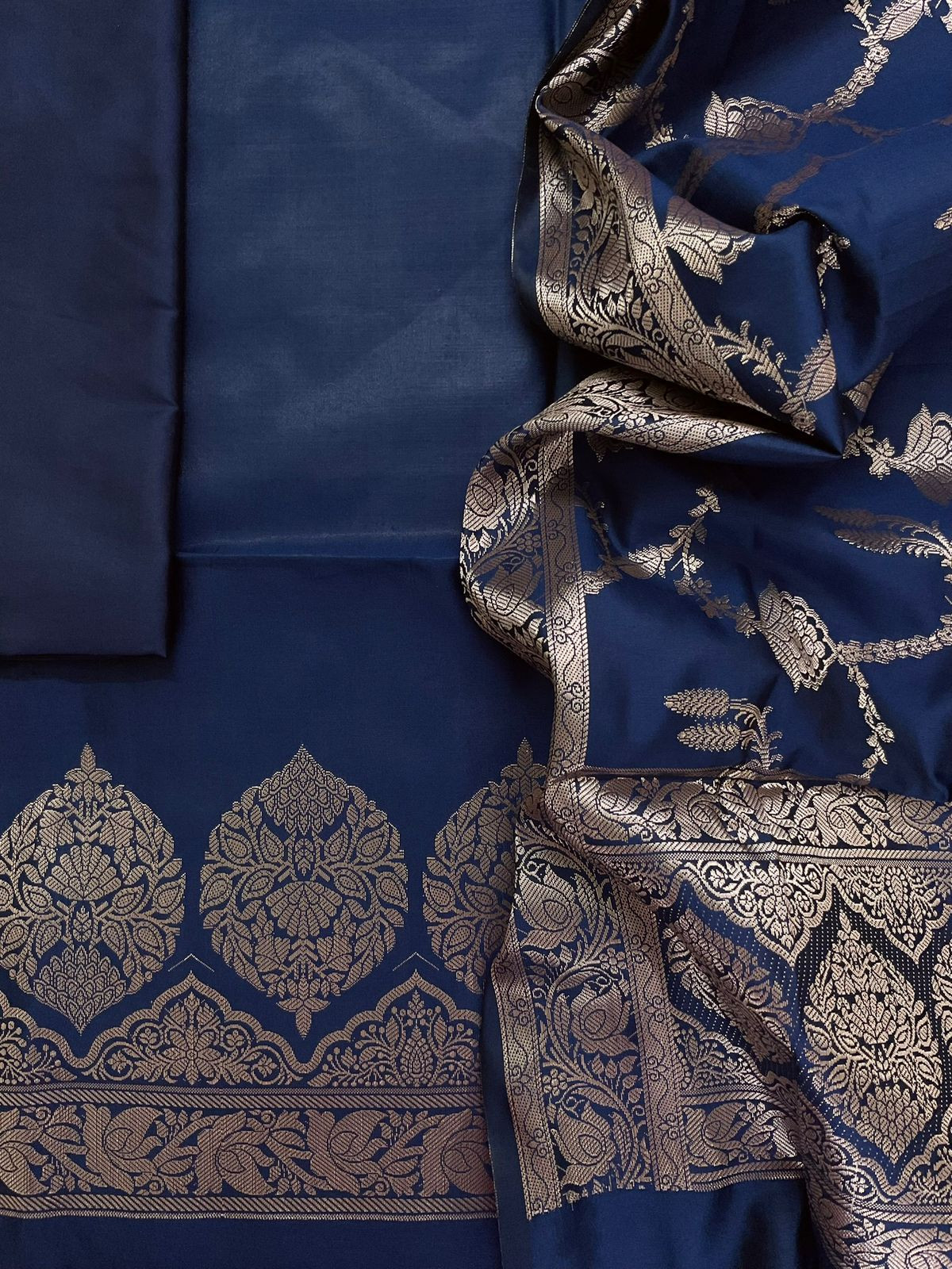 Soft Silk Banarasi Weaved Suit - Blue