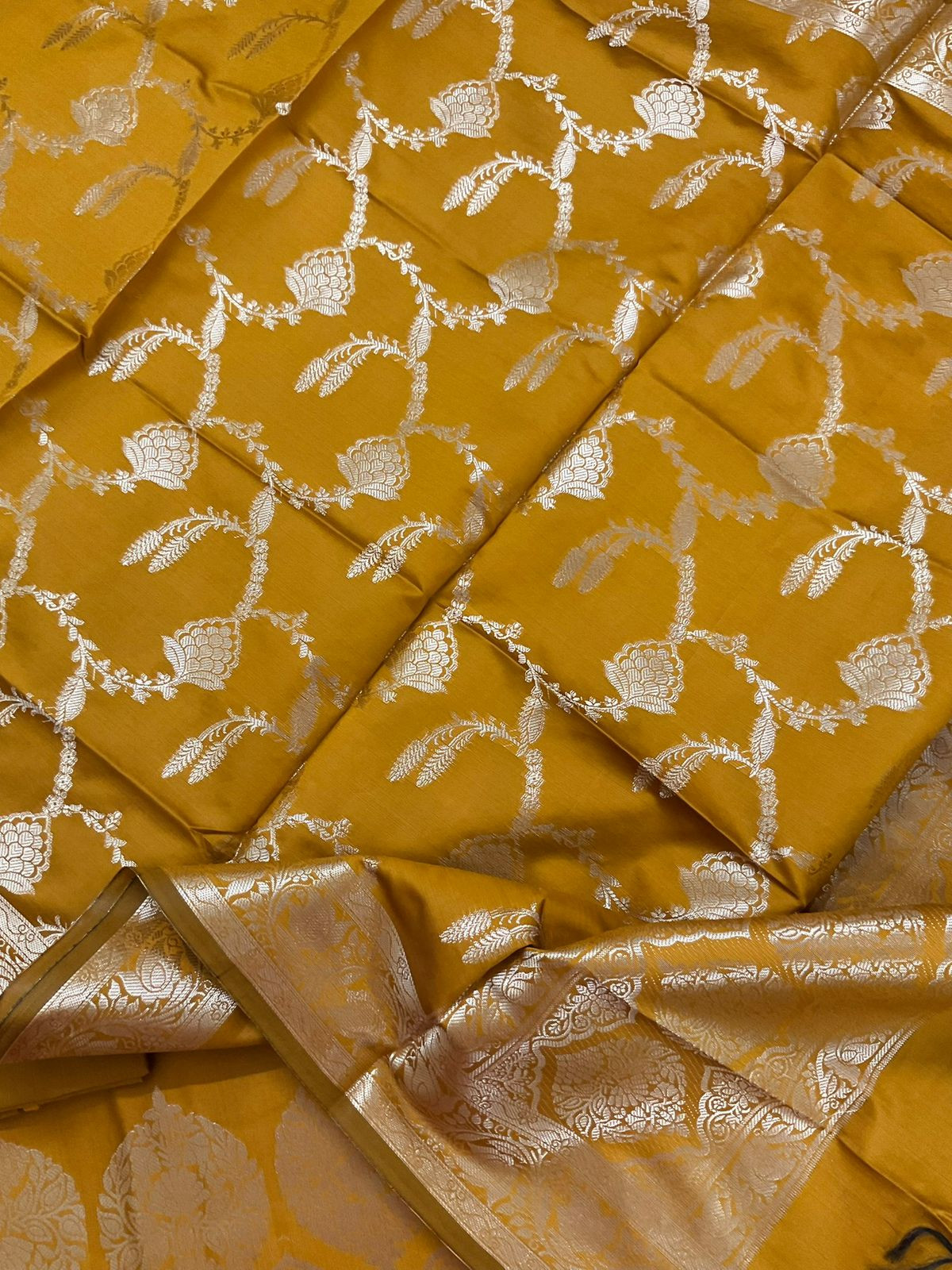 Soft Silk Banarasi Weaved Suit - Yellow