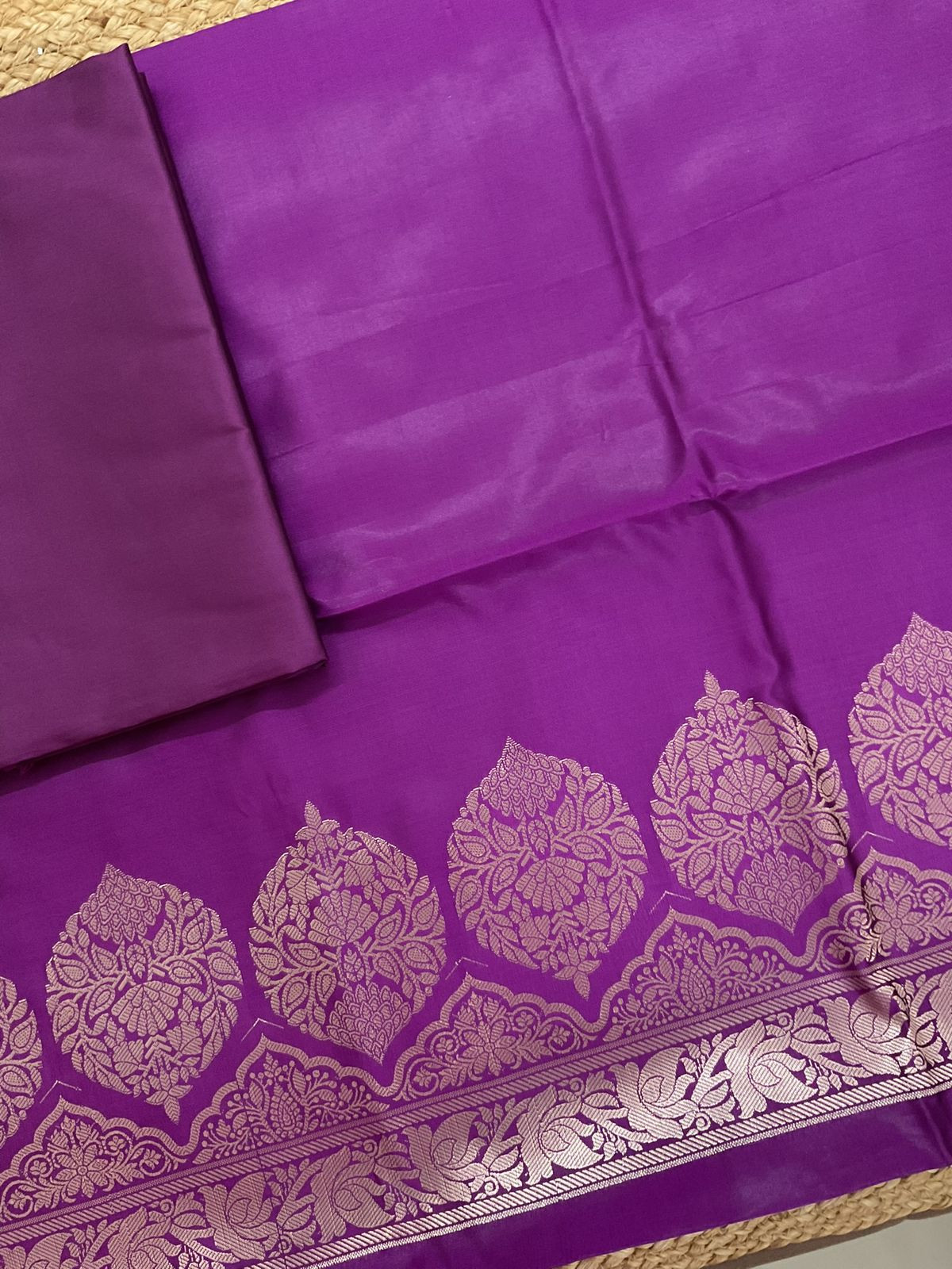 Soft Silk Banarasi Weaved Suit - Violet