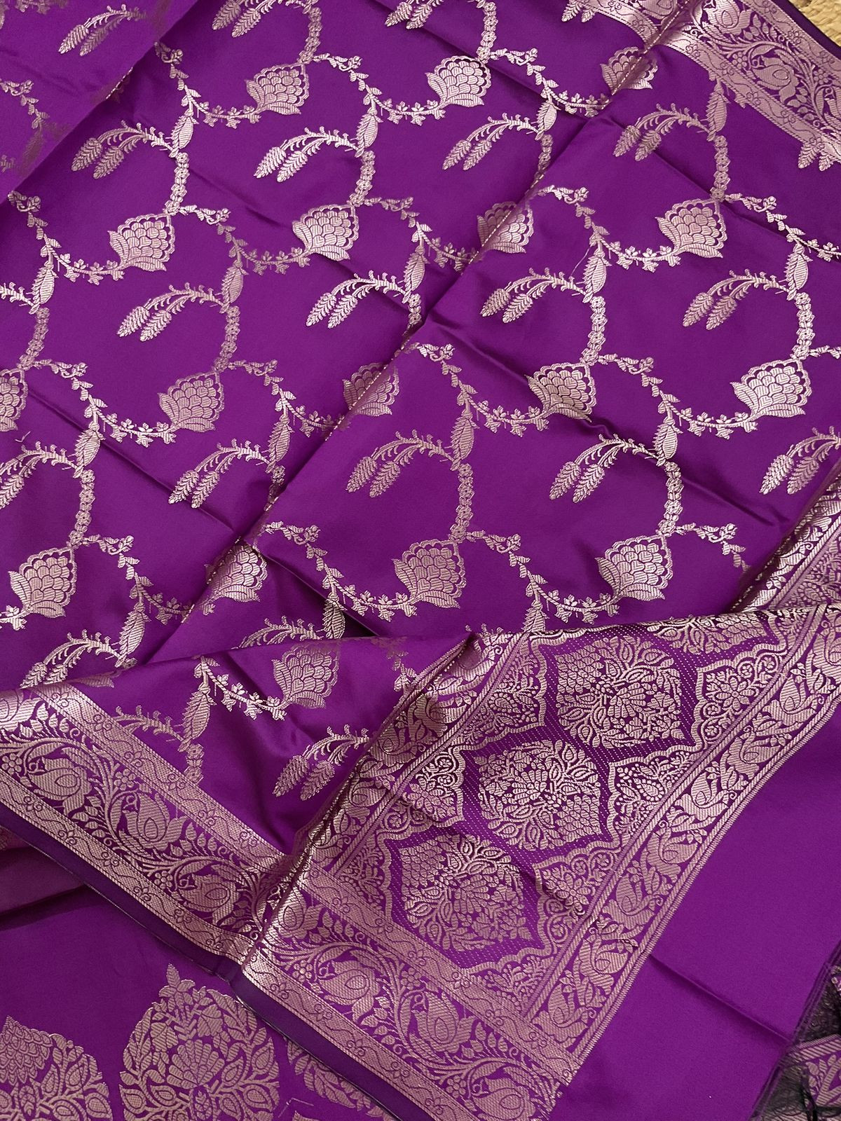 Soft Silk Banarasi Weaved Suit - Violet