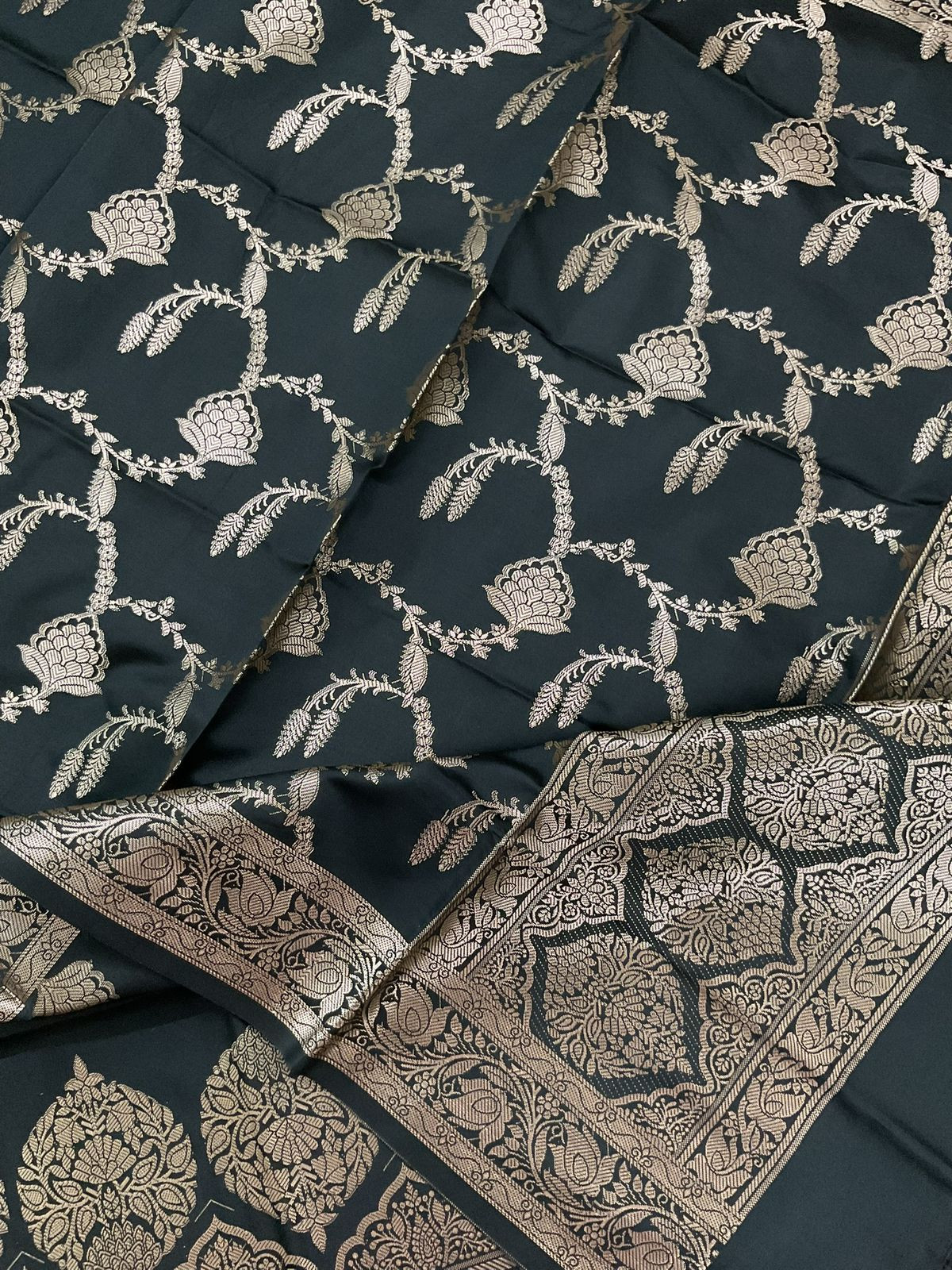 Soft Silk Banarasi Weaved Suit - Black