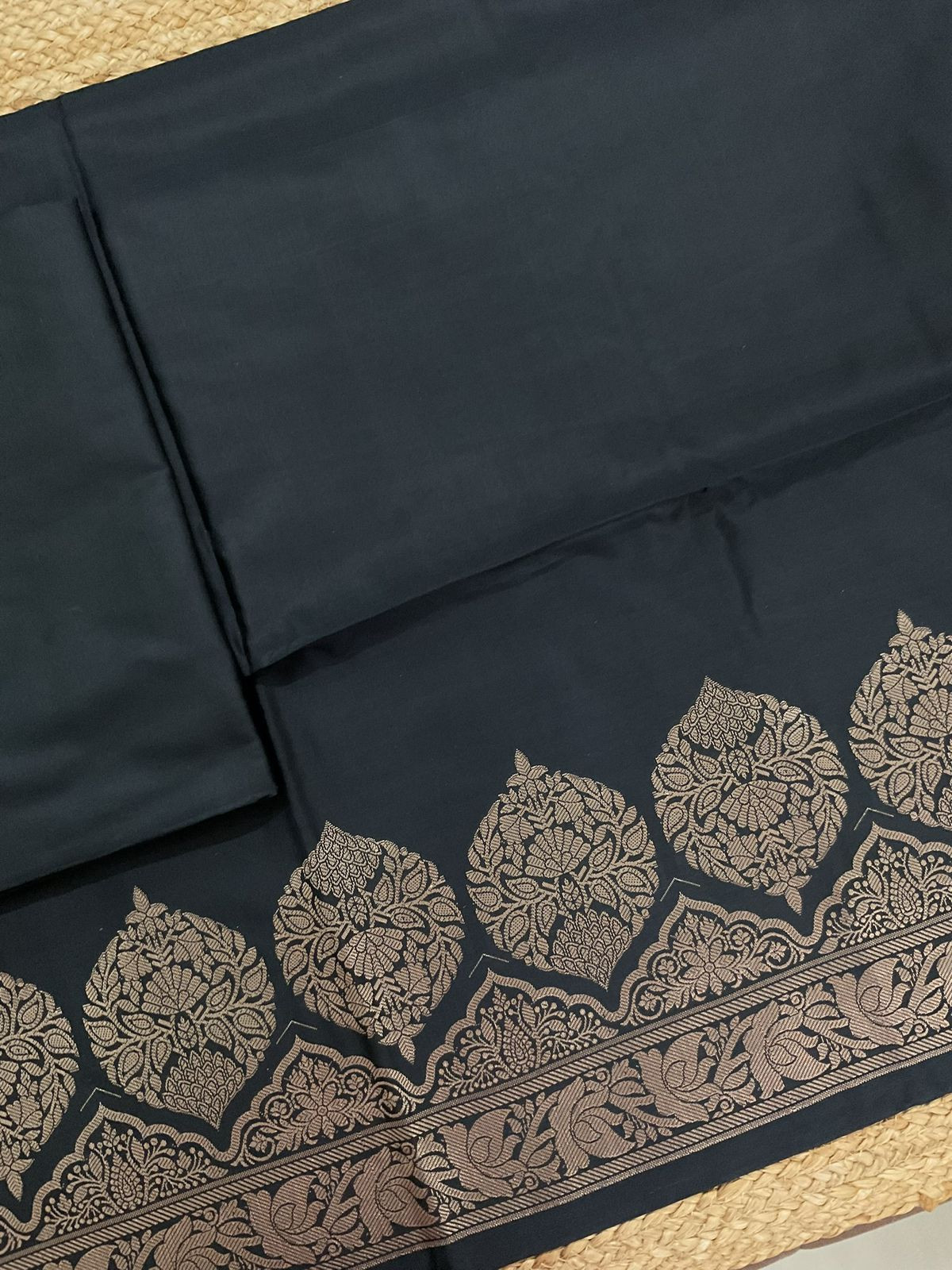 Soft Silk Banarasi Weaved Suit - Black