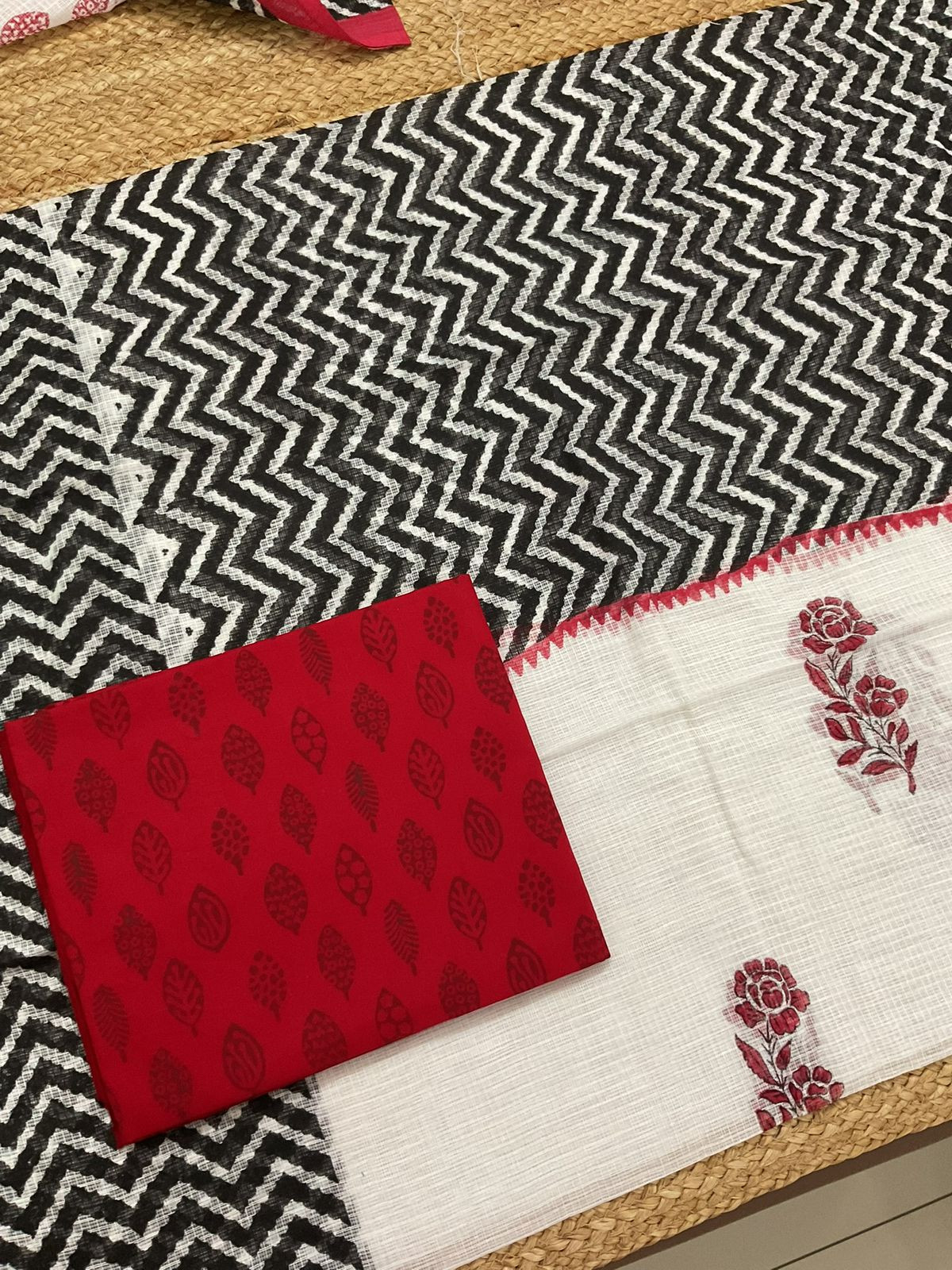 Pure Kota Cotton Printed Suit - White