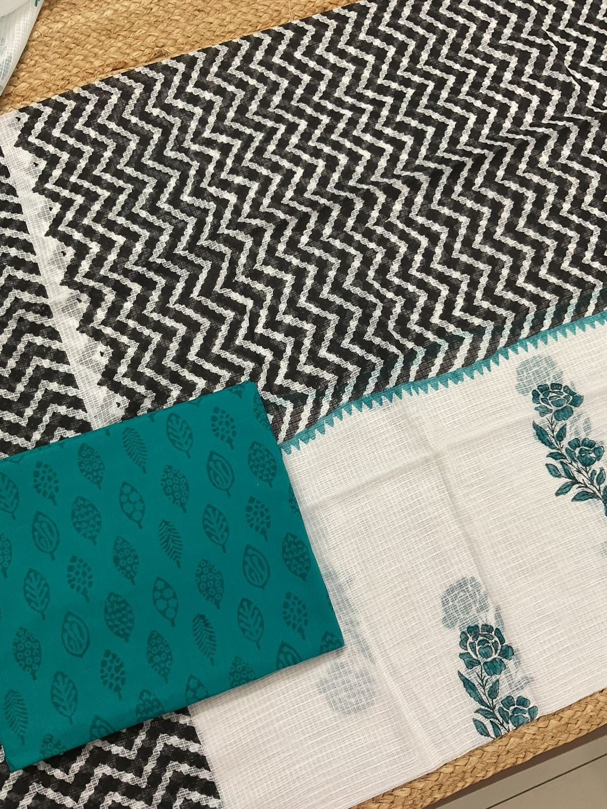 Pure Kota Cotton Printed Suit - White