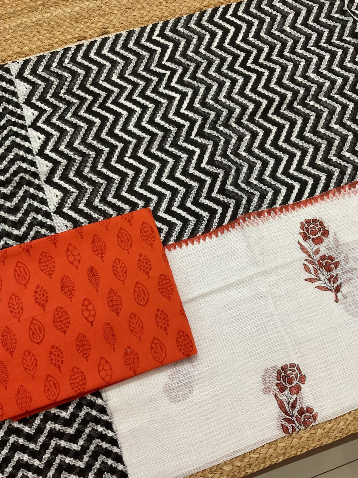 Pure Kota Cotton Printed Suit - White