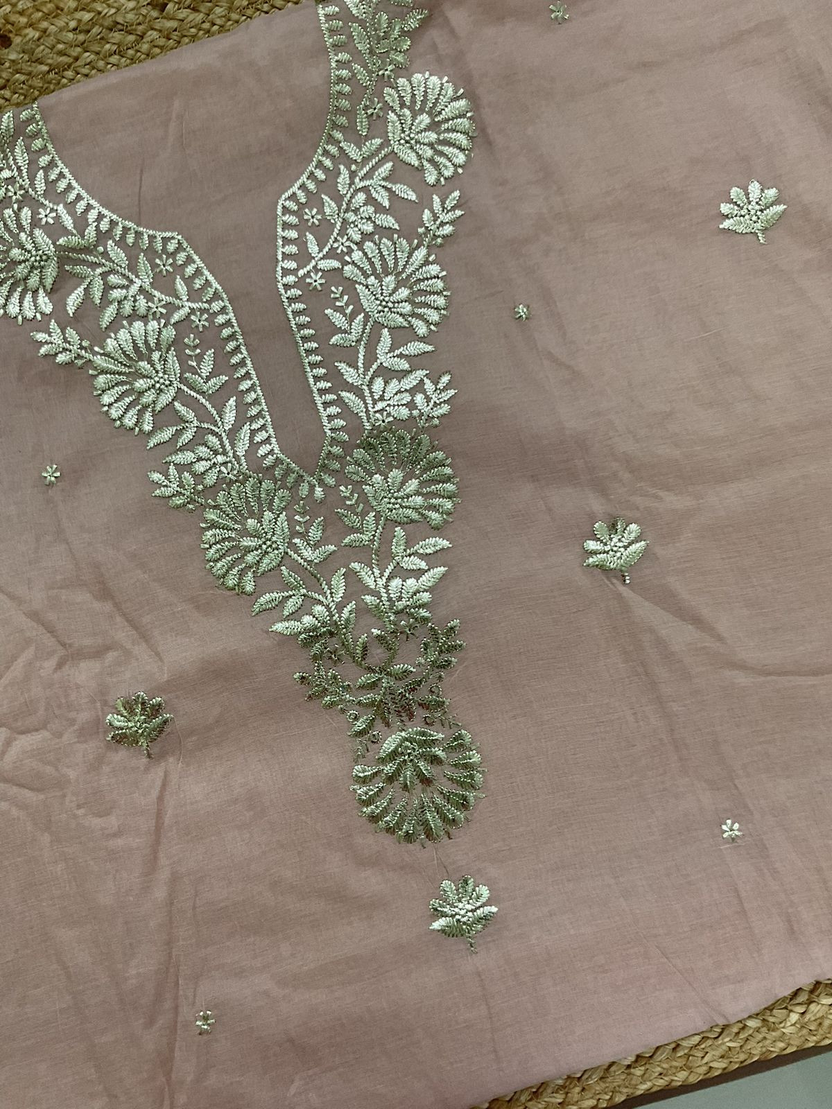 Pure Chanderi Embroidered Suit - Onion Pink