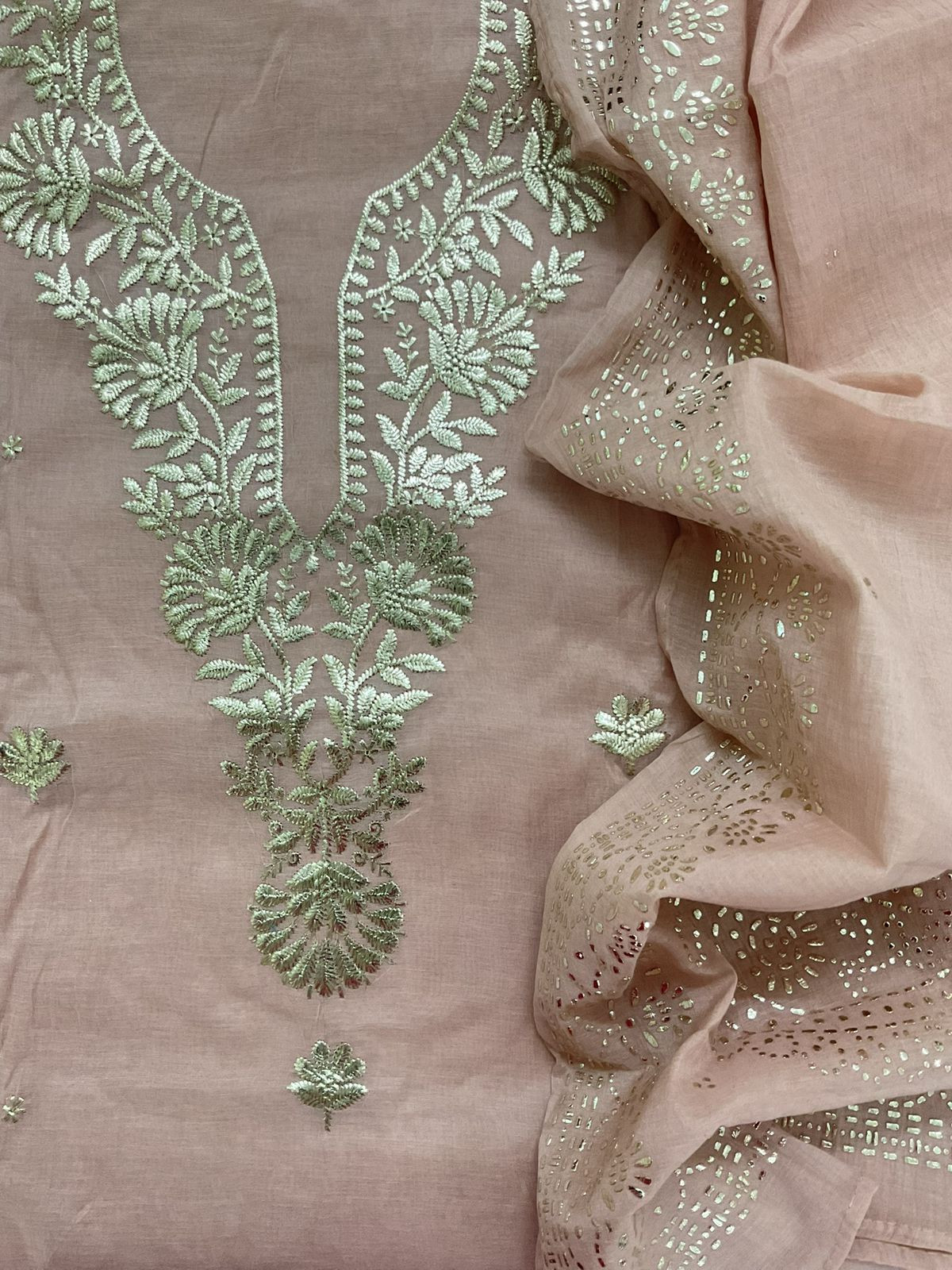 Pure Chanderi Embroidered Suit - Onion Pink