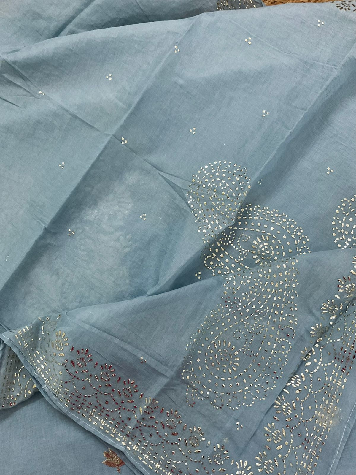 Pure Chanderi Embroidered Suit - Blue