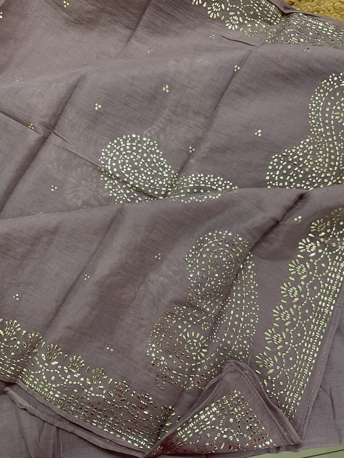 Pure Chanderi Embroidered Suit - Lavender