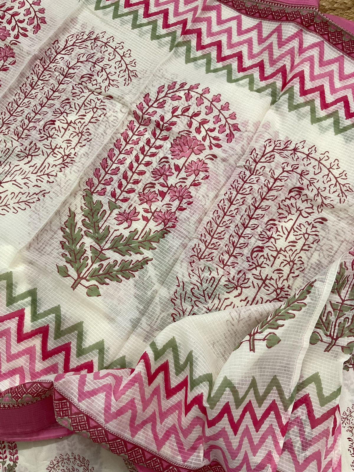 Pure Cotton Printed Embroidered Suit - Off White