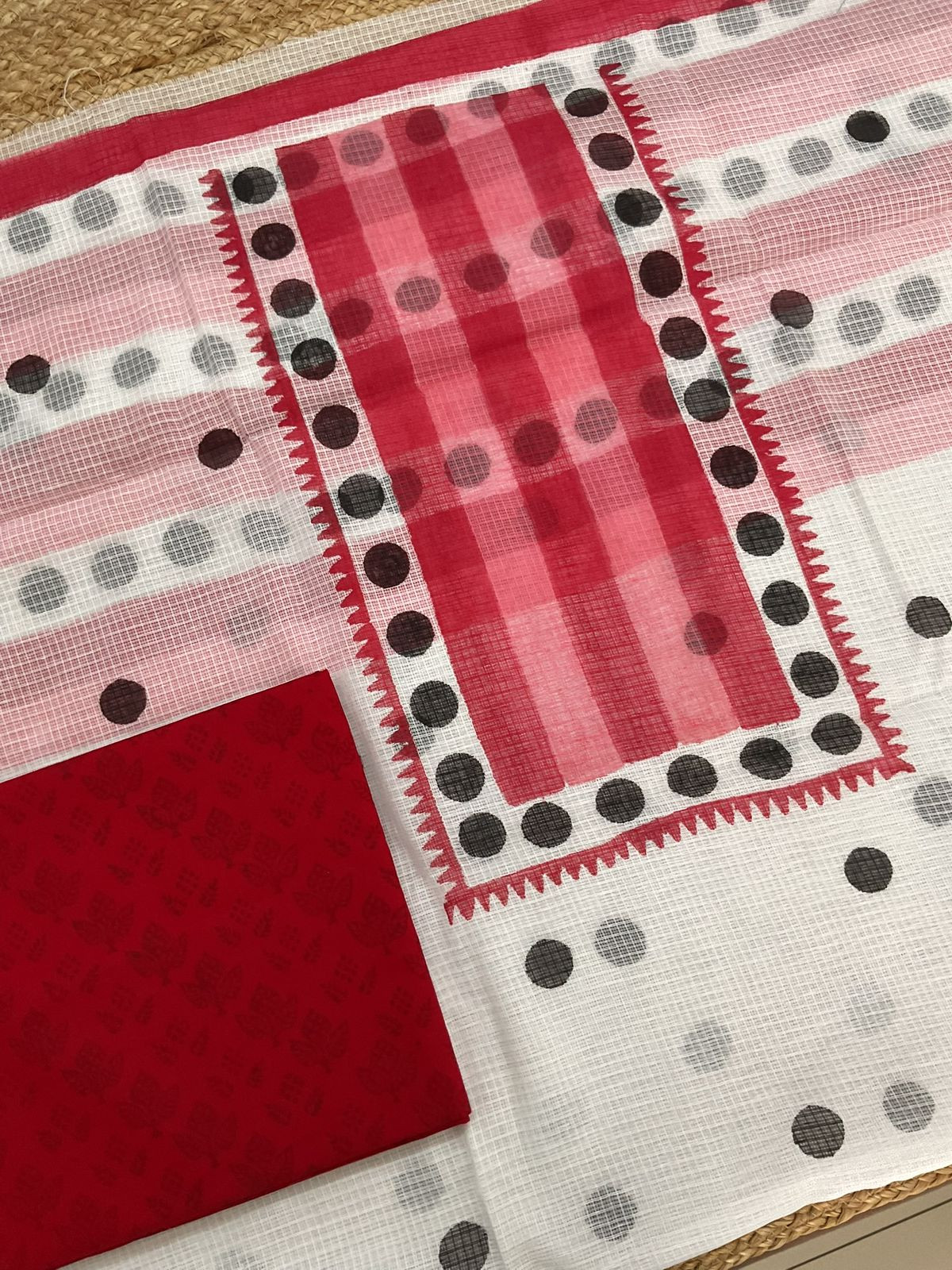 Pure Kota Cotton Printed Suit - White