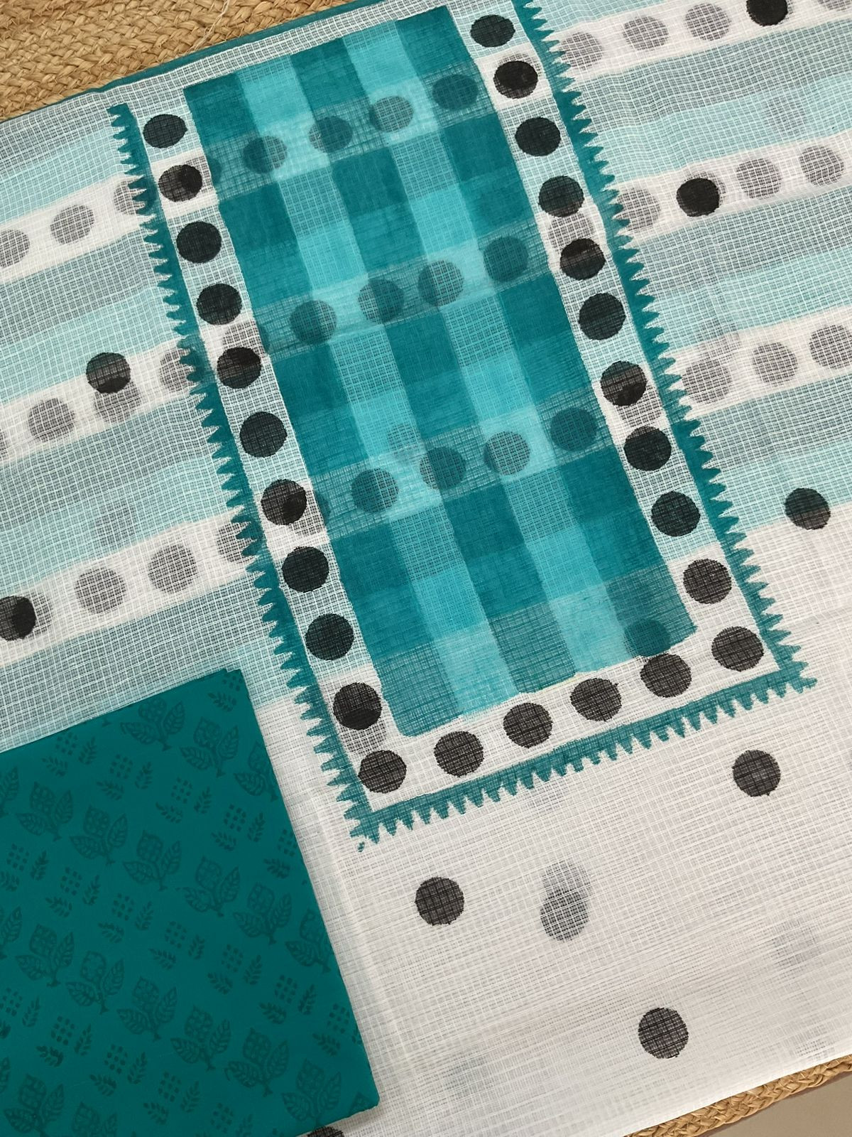 Pure Kota Cotton Printed Suit - White