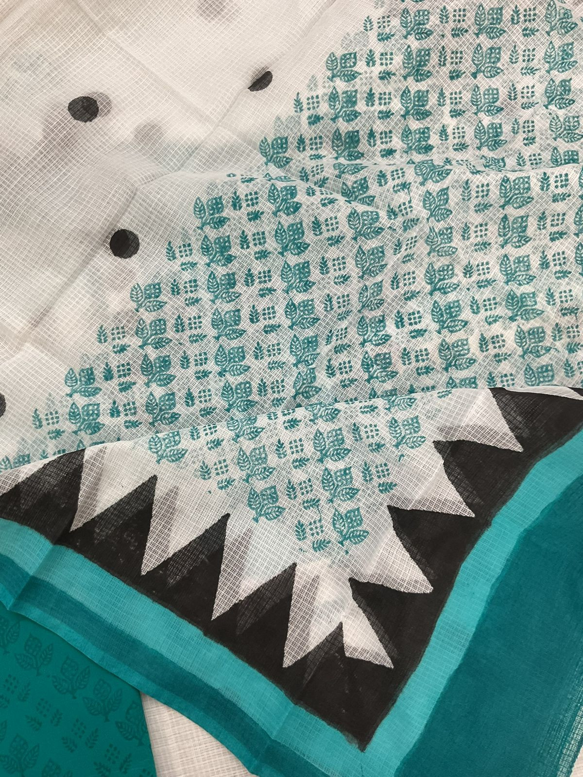 Pure Kota Cotton Printed Suit - White