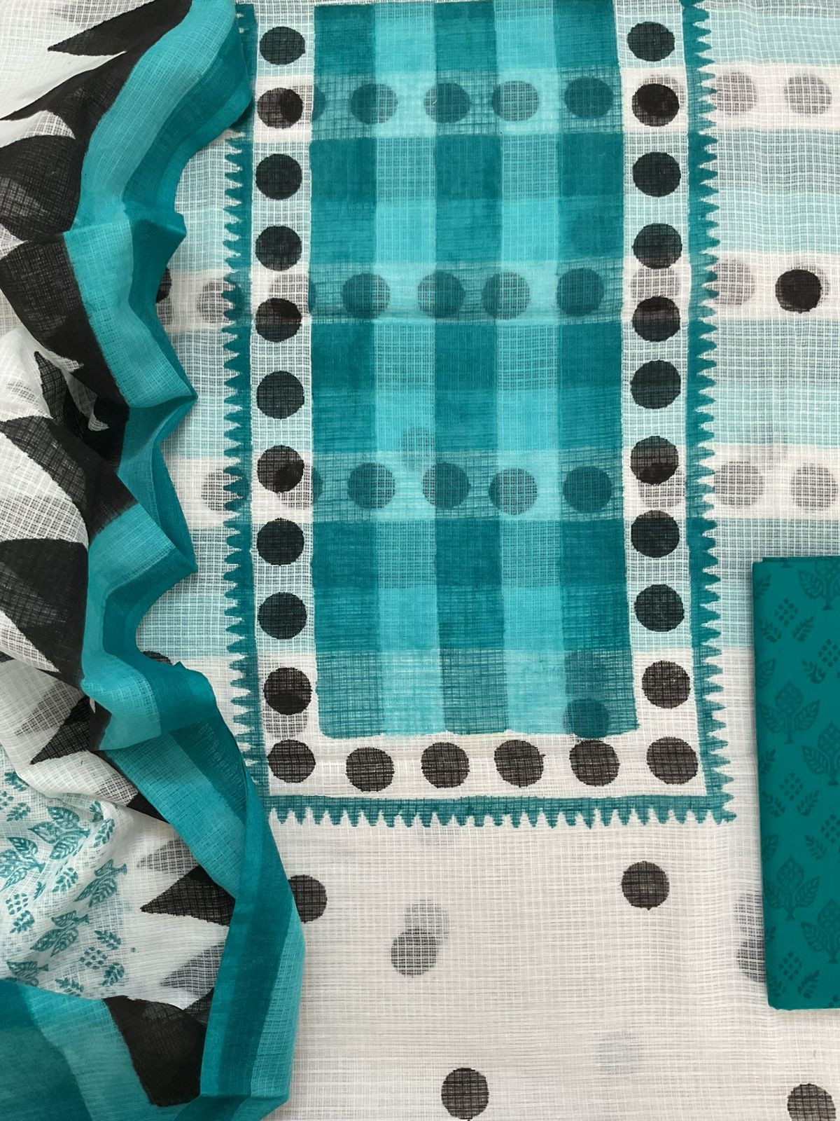 Pure Kota Cotton Printed Suit - White